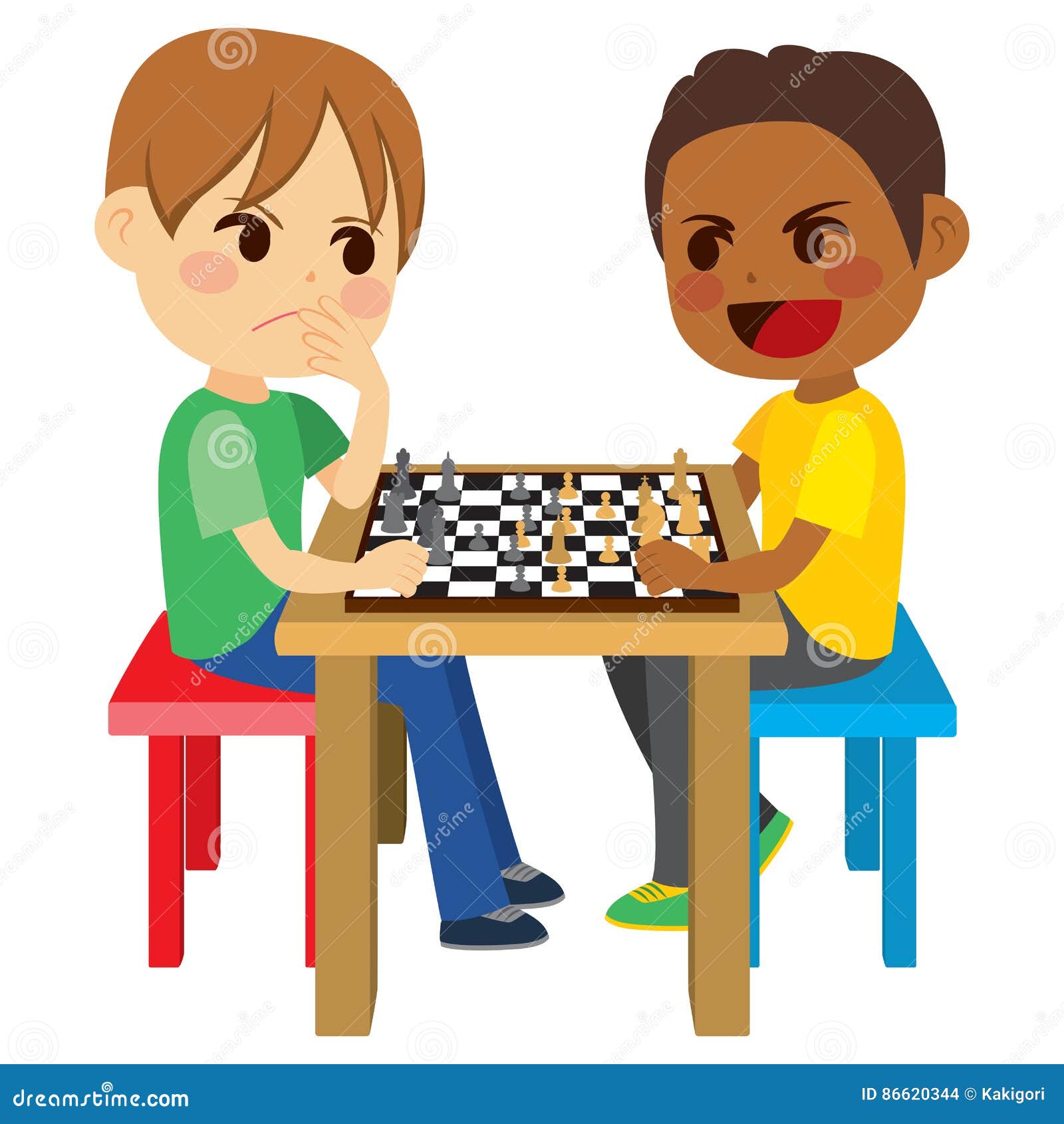 Jungen, die Schach spielen vektor abbildung