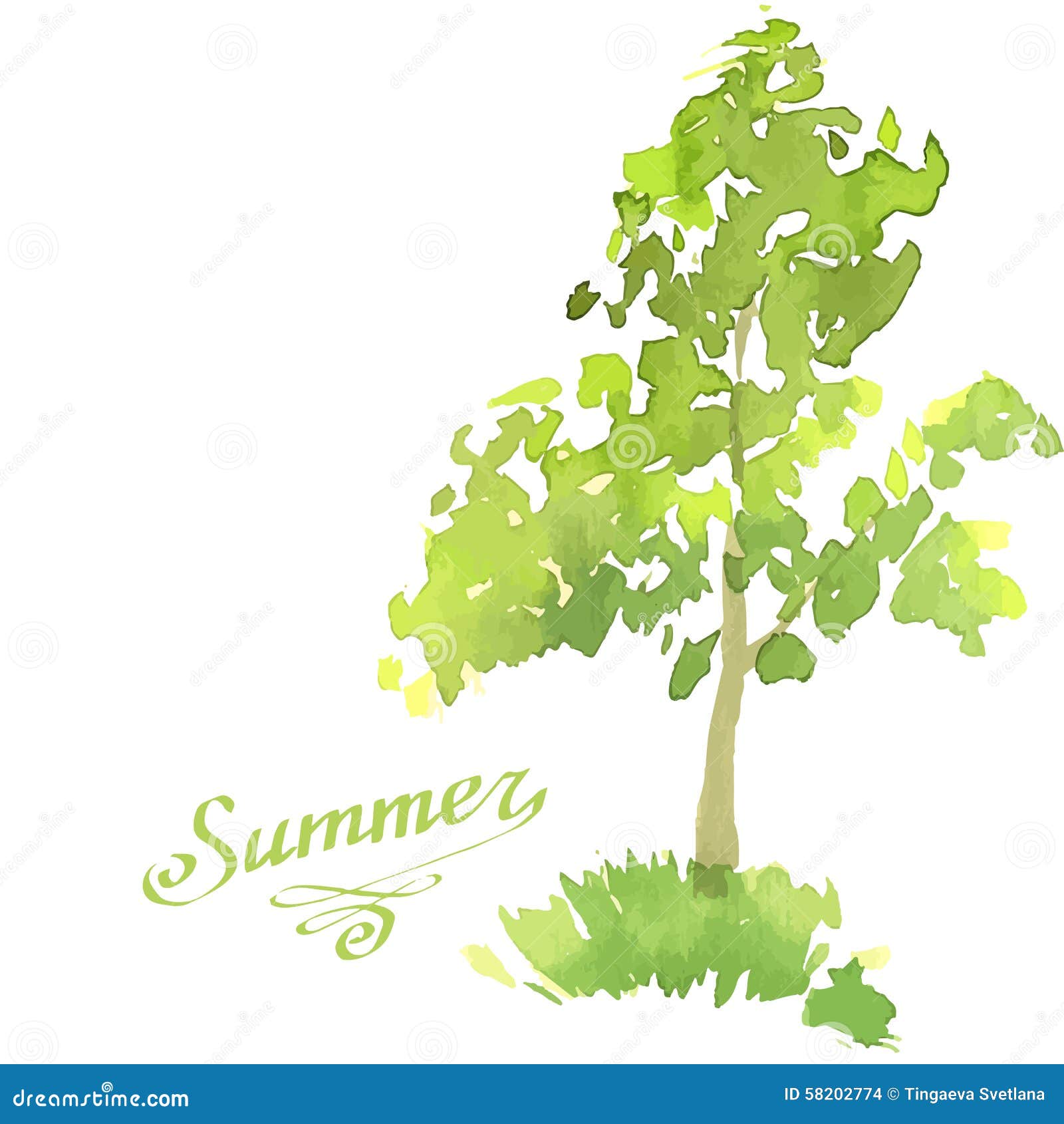 Junger Baum Gemalt Im Aquarell Stock Abbildung - Illustration von zweig