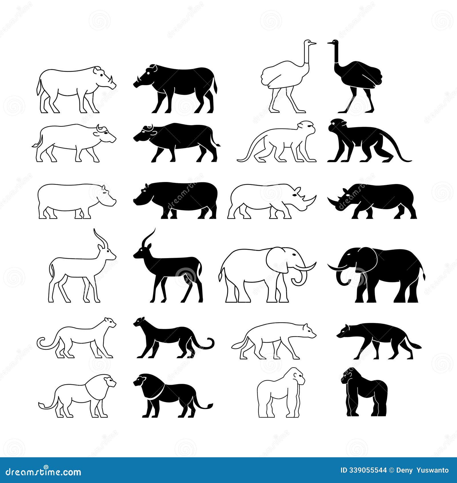 jungle animal icon set   template