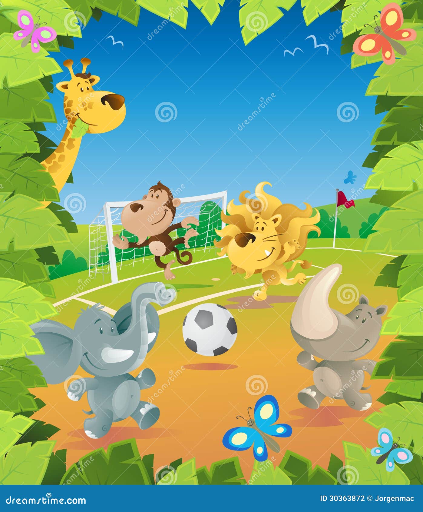 Jungle Animals Soccer Border. Stock Vector - Illustration of cartoon, elephant: 30363872 Jungle Animals Soccer Border. Stock Vector - Illustration of cartoon, elephant: 30363872