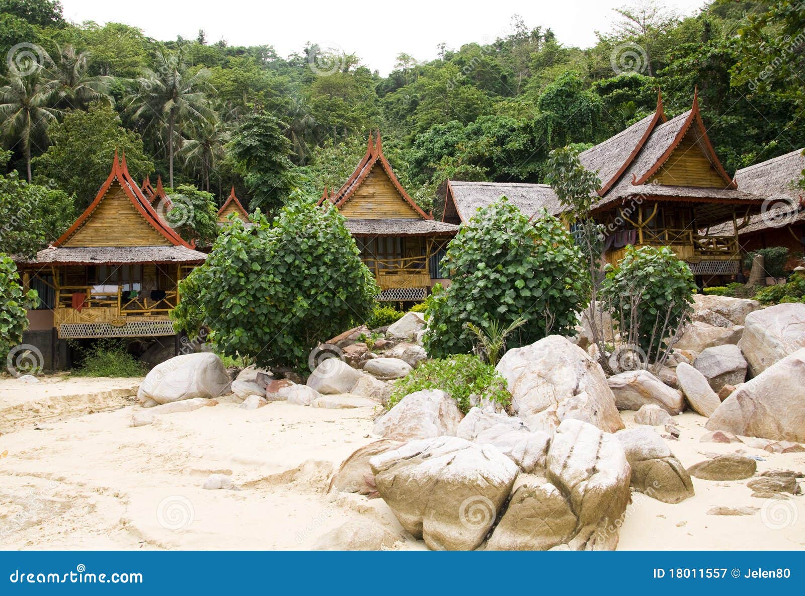 Jungle Bungalow In Phi Phi Island Stock Image - Image of bungalow