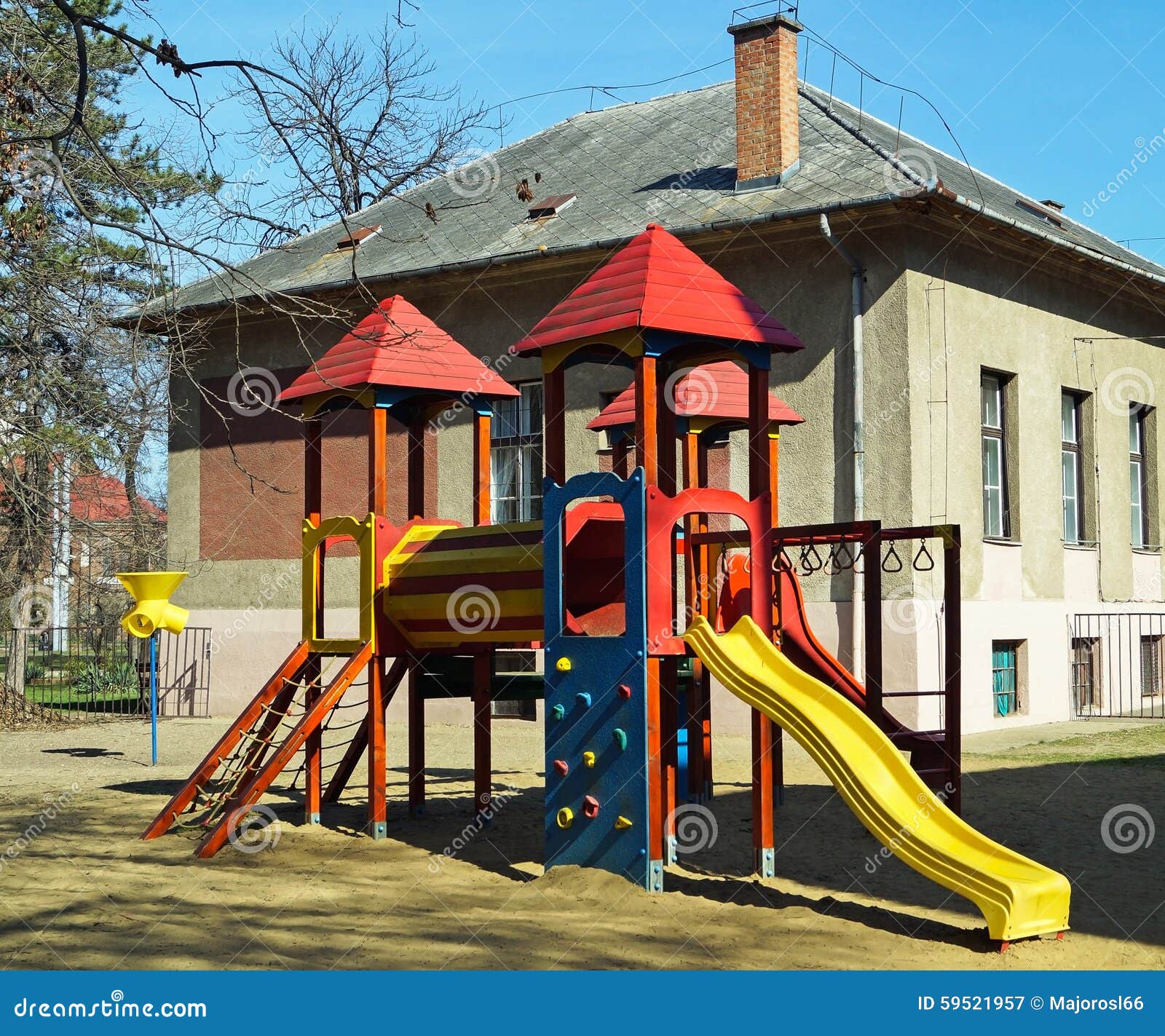 Jungle Gym In The Backyard Of The Kindergarten Stock Image Image