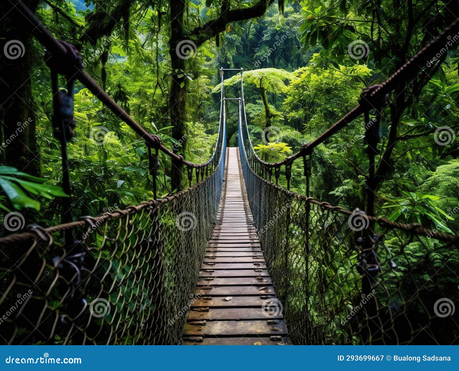 Ai Generated Illustration Wildlife Concept of Jungle Rope Bridge Hanging in  Rainforest of Honduras Stock Illustration - Illustration of concept, green:  293699667