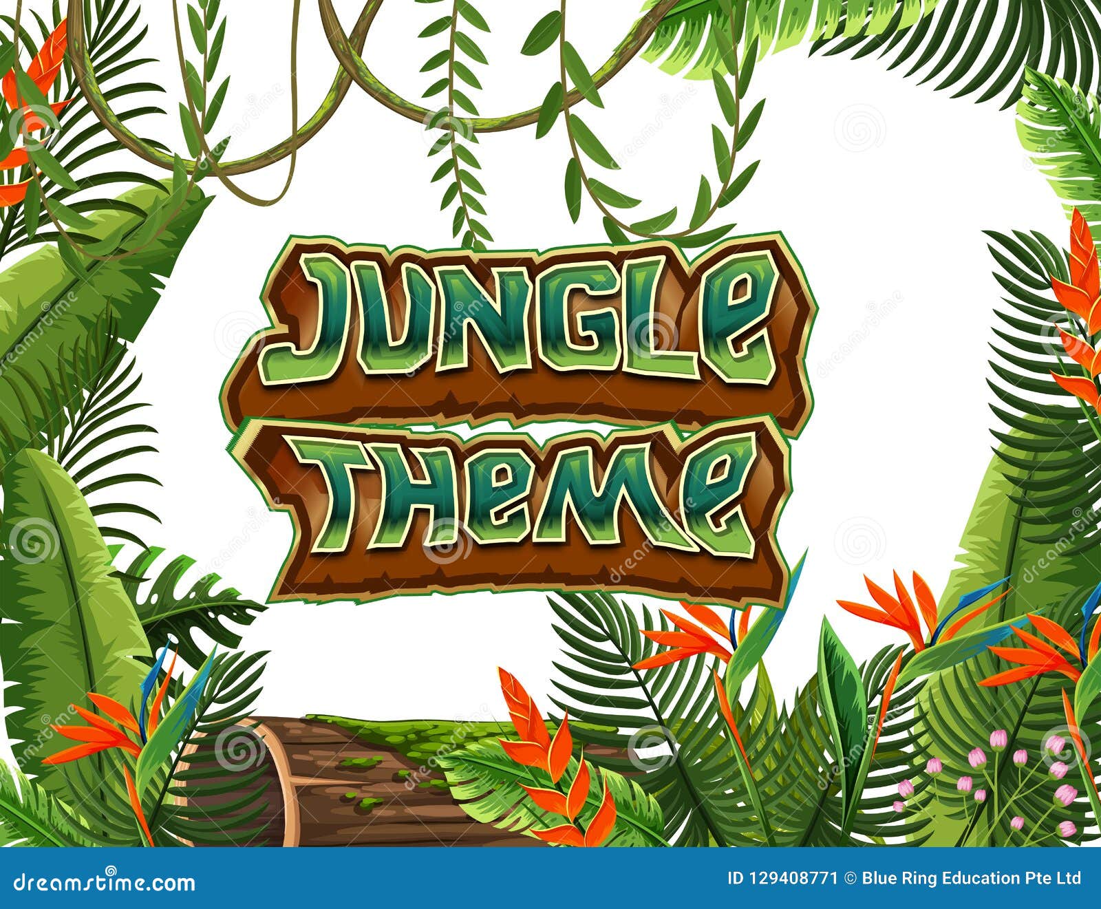 A jungle theme template stock vector. Illustration of animal 129408771