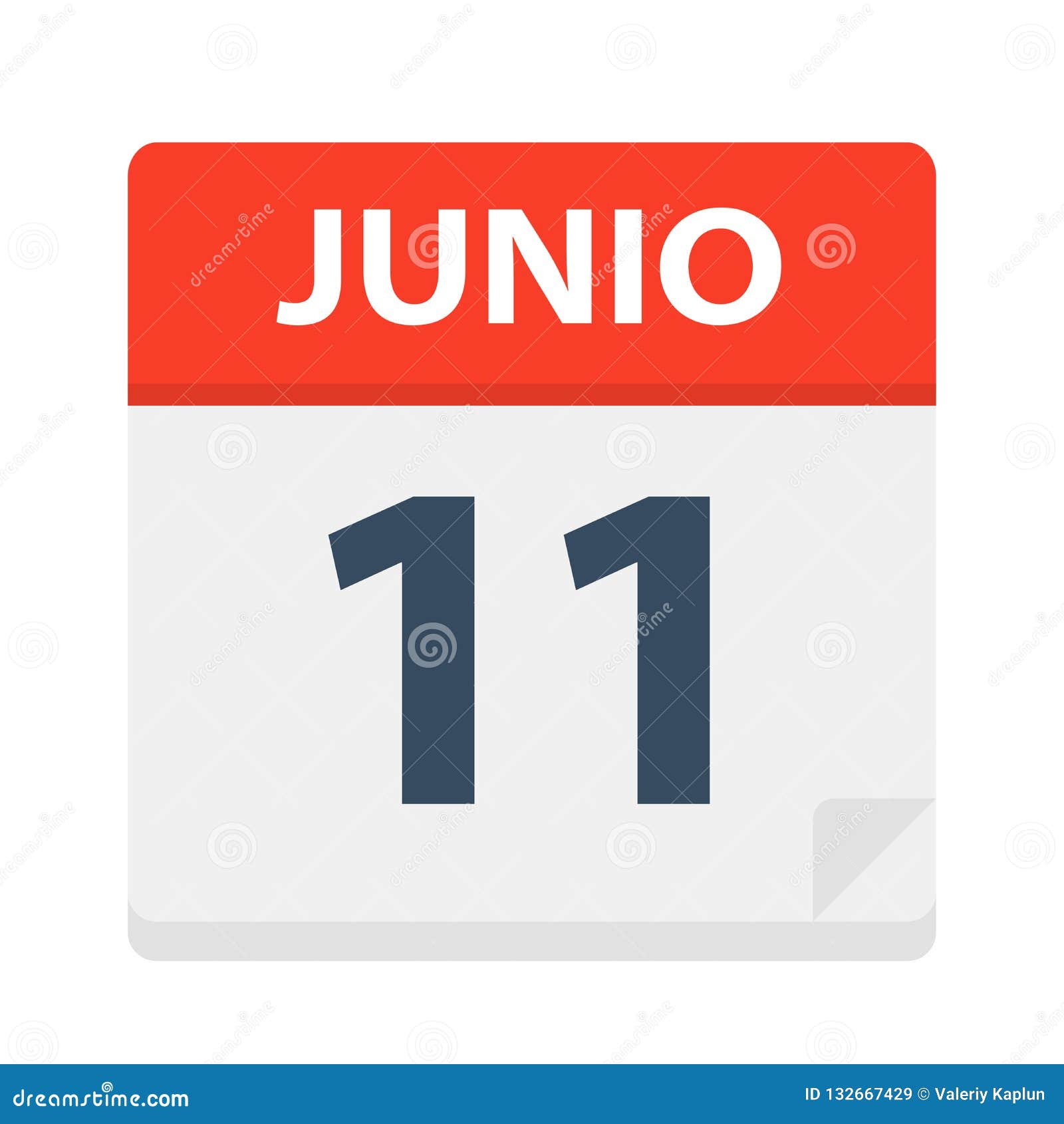 junio 11 - calendar icon - june 11.   of spanish calendar leaf