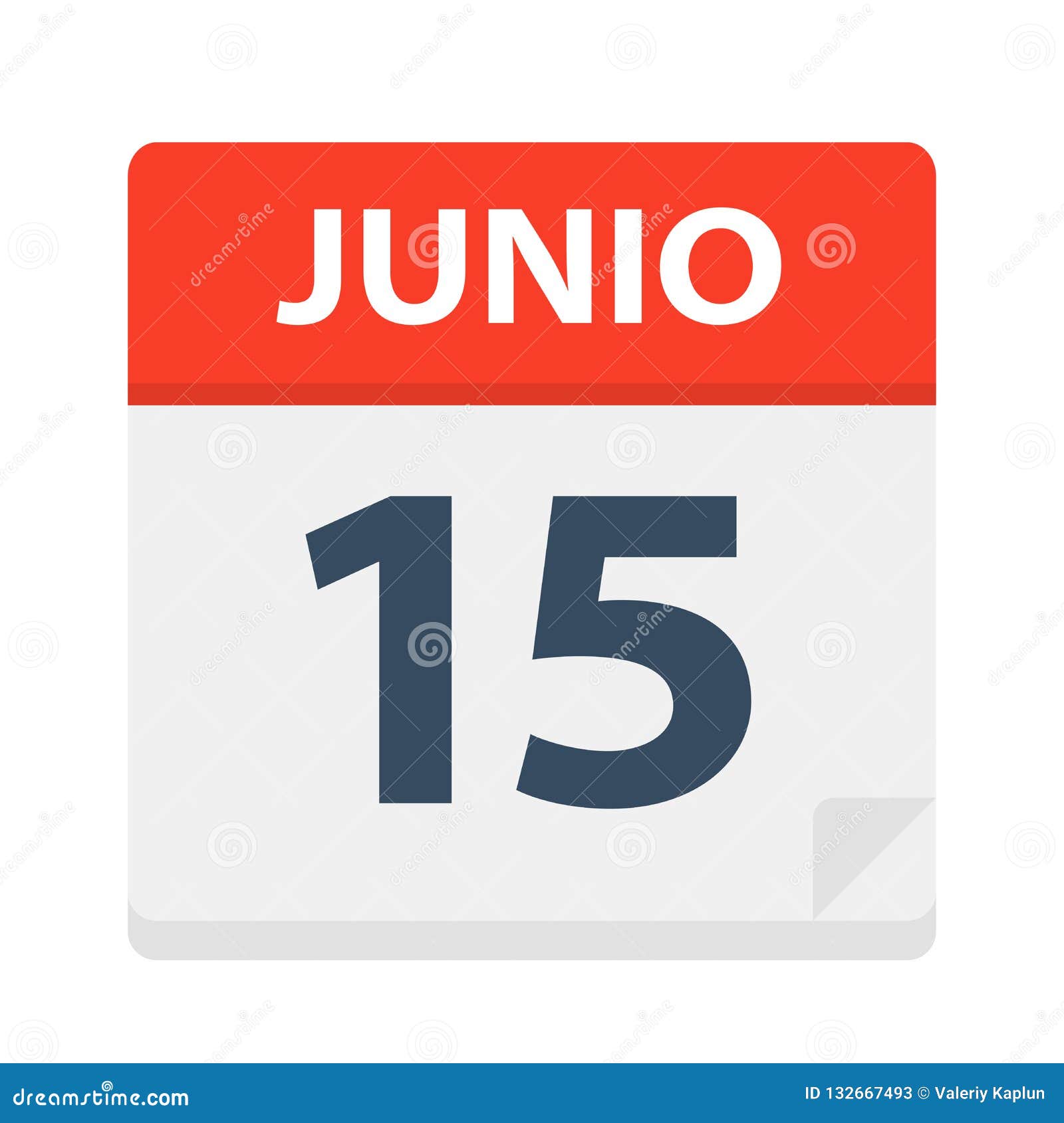 junio 15 - calendar icon - june 15.   of spanish calendar leaf