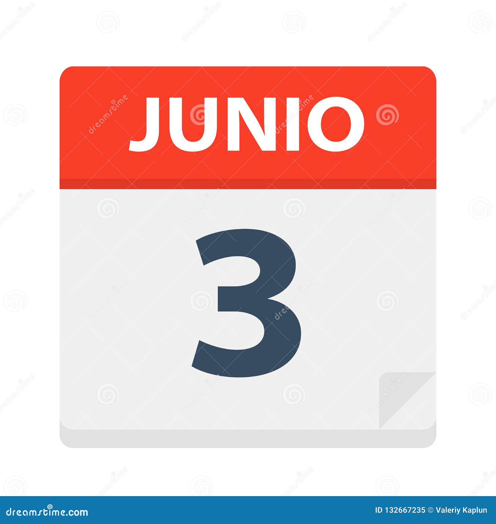 junio 3 - calendar icon - june 3.   of spanish calendar leaf