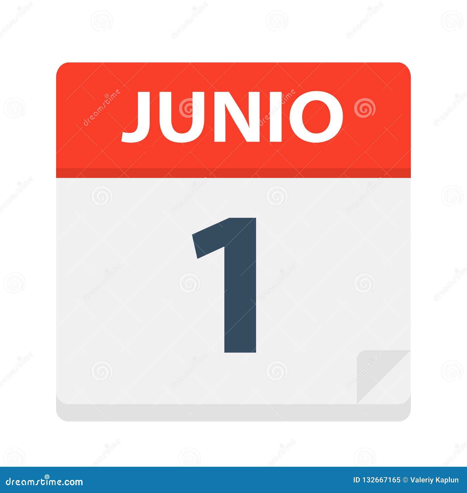 junio 1 - calendar icon - june 1.   of spanish calendar leaf
