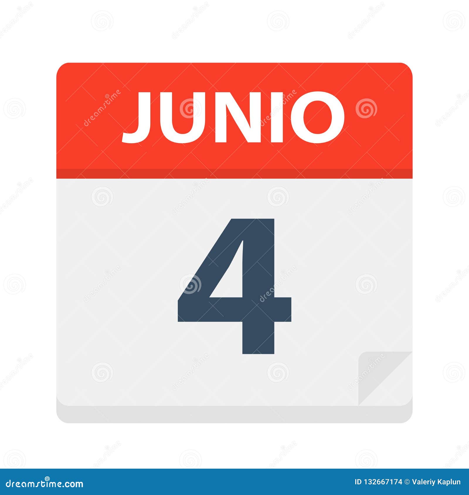 junio 4 - calendar icon - june 4.   of spanish calendar leaf