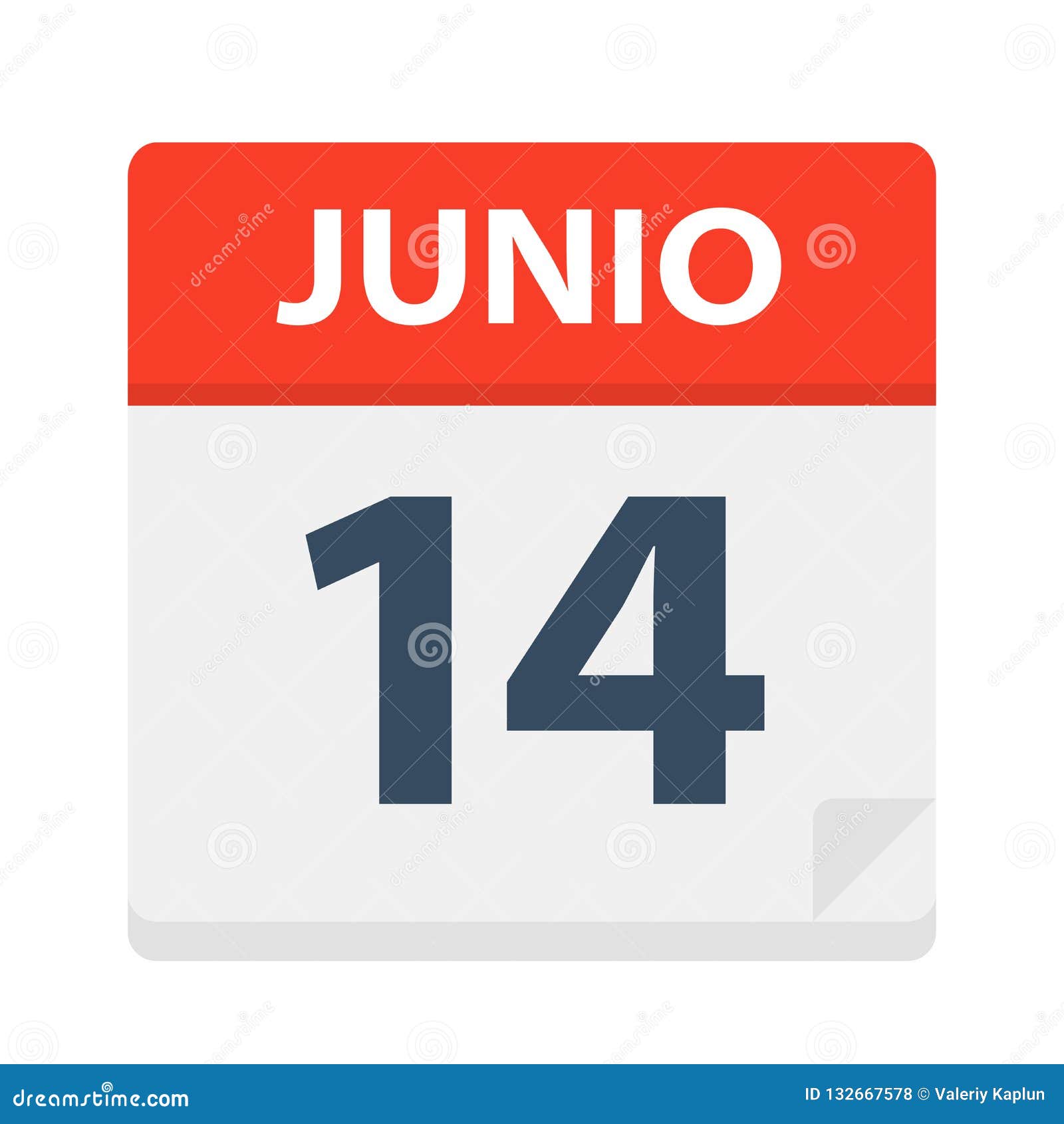 junio 14 - calendar icon - june 14.   of spanish calendar leaf