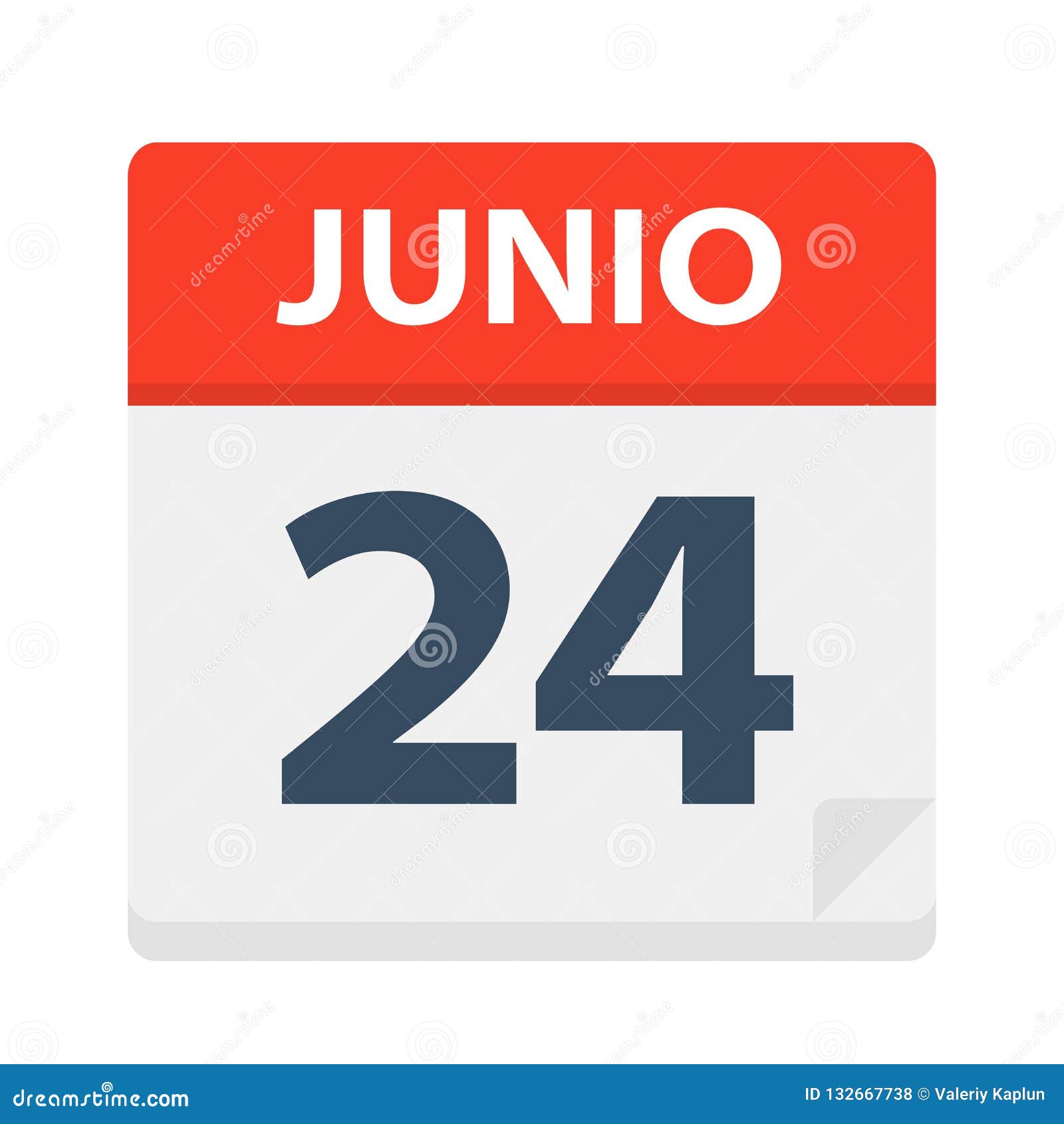 junio 24 - calendar icon - june 24.   of spanish calendar leaf