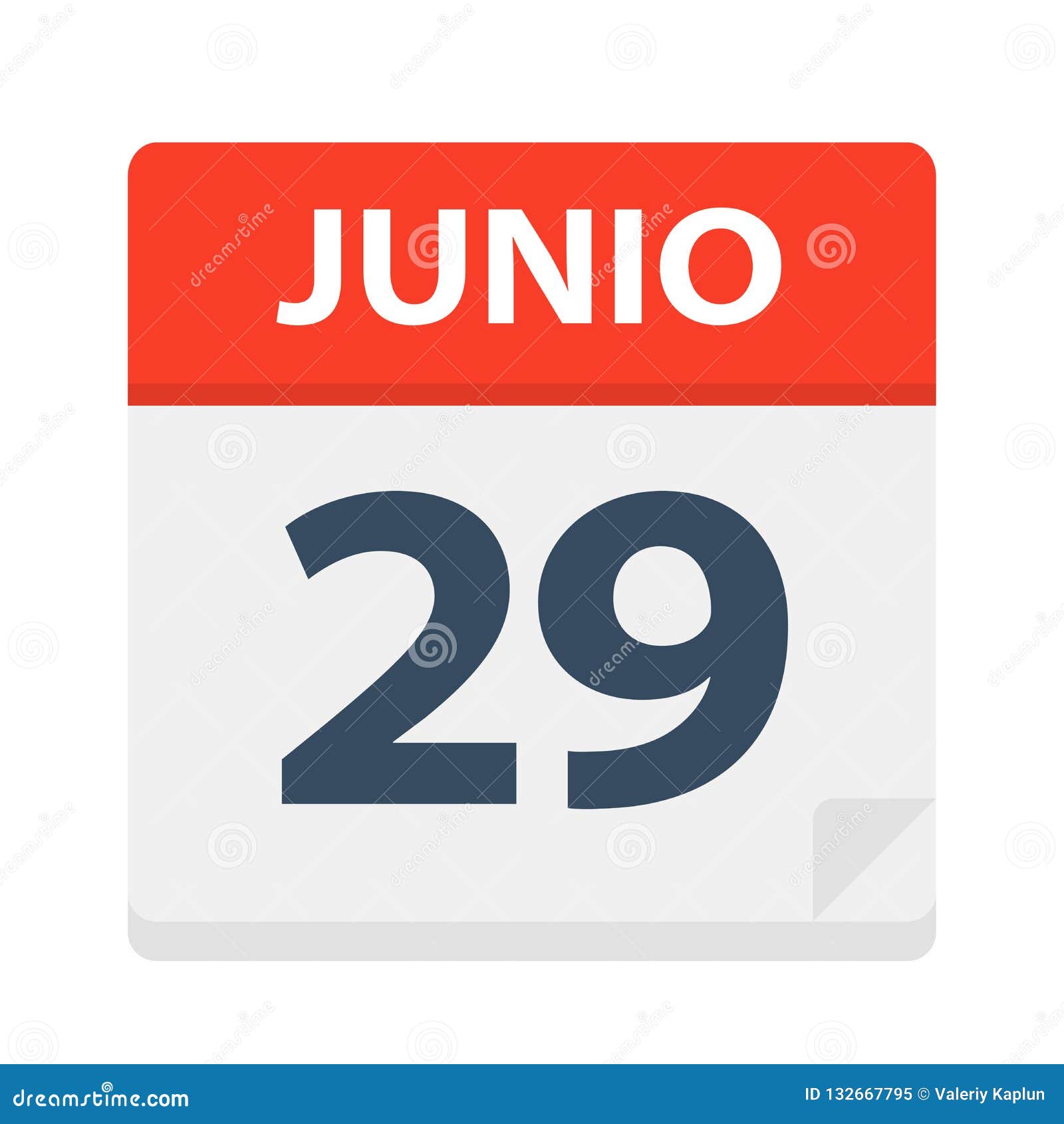 junio 29 - calendar icon - june 29.   of spanish calendar leaf