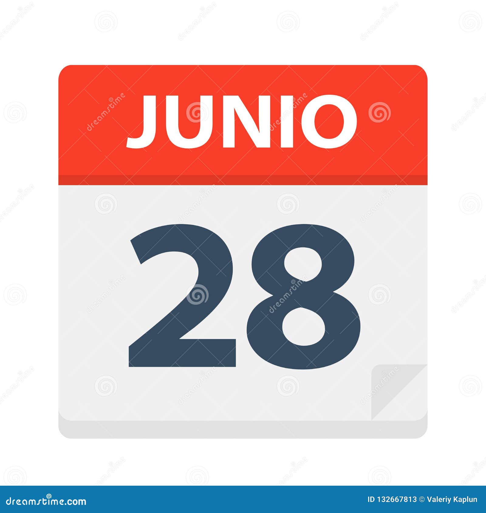 junio 28 - calendar icon - june 28.   of spanish calendar leaf