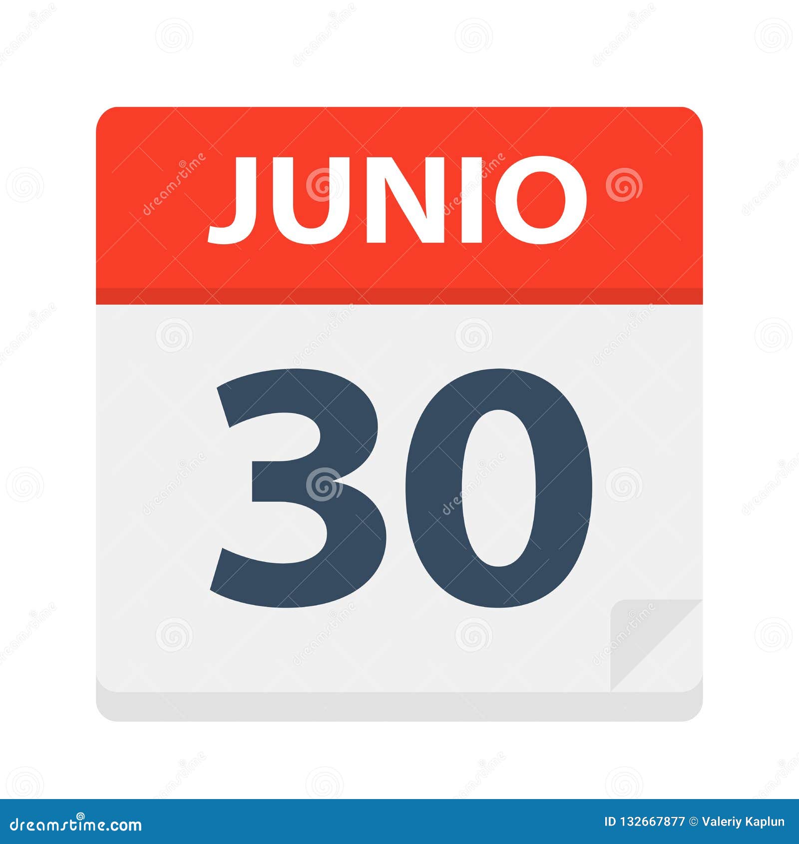 junio 30 - calendar icon - june 30.   of spanish calendar leaf