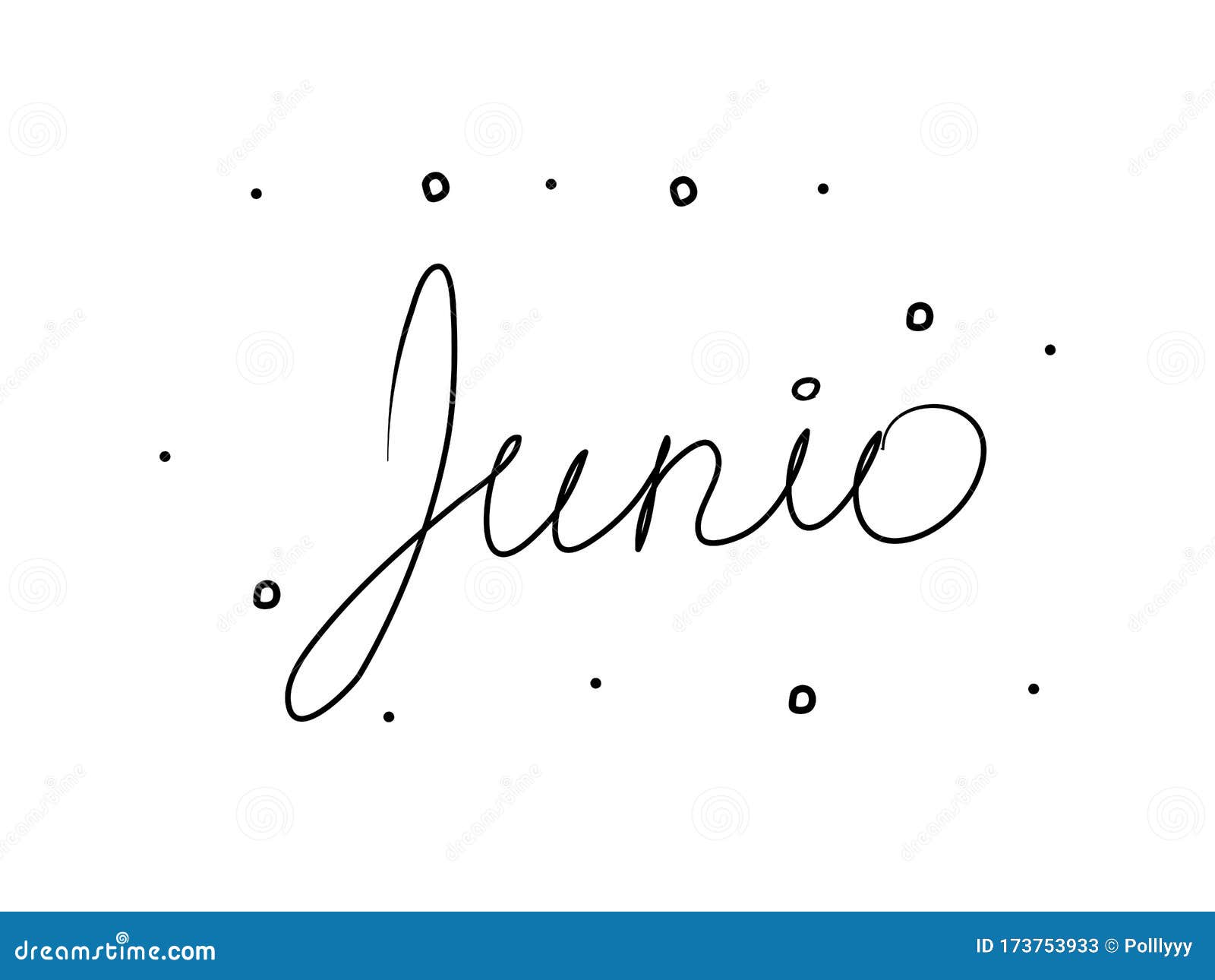 junio phrase handwritten with a calligraphy brush. june in spanish. modern brush calligraphy.  word black