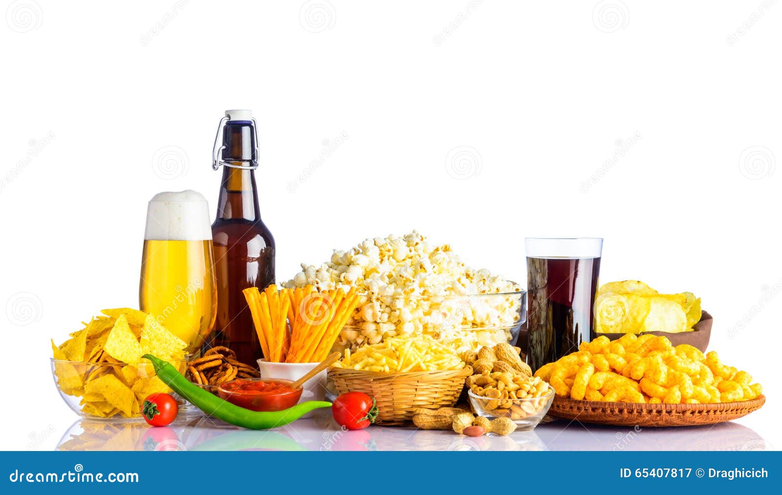  Junk Food And Beer On White Background Stock Photo Image 