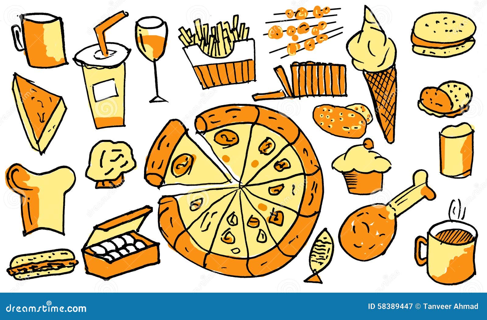  Junk Food Items Is DRAWING AT WORK Stock Image Image of 