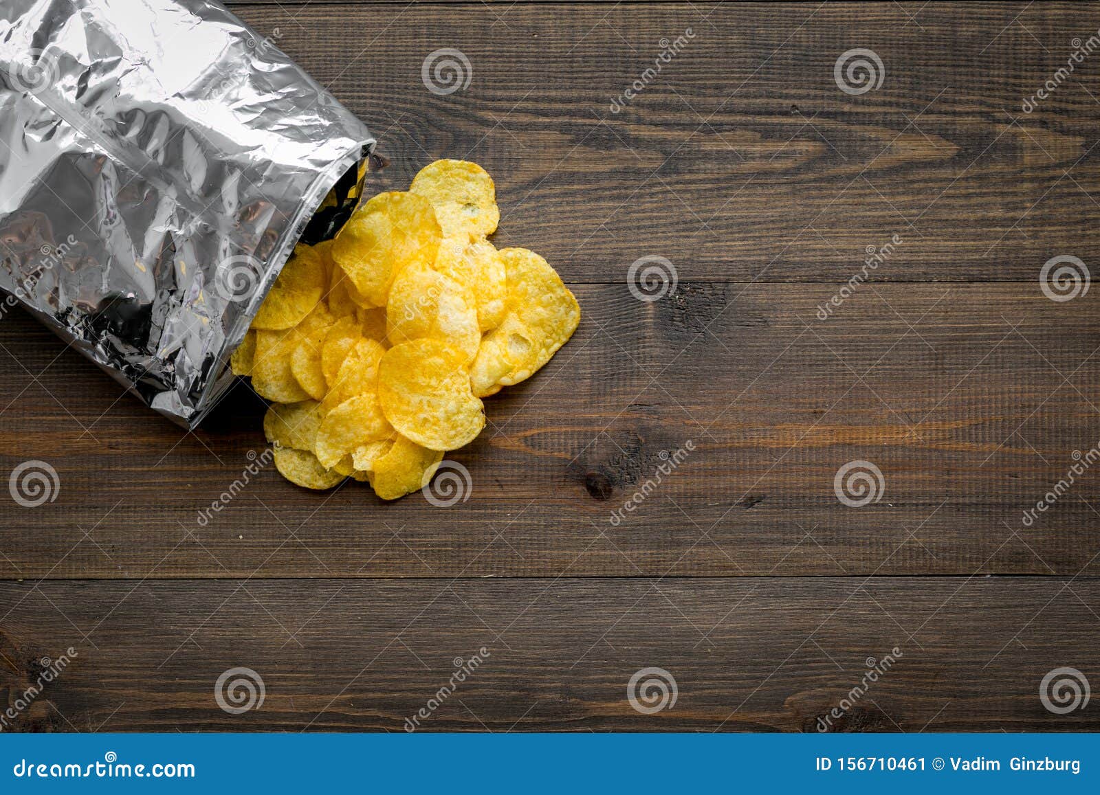 Download Potato Chips Bag Ready To Eat On Wooden Background Top ...