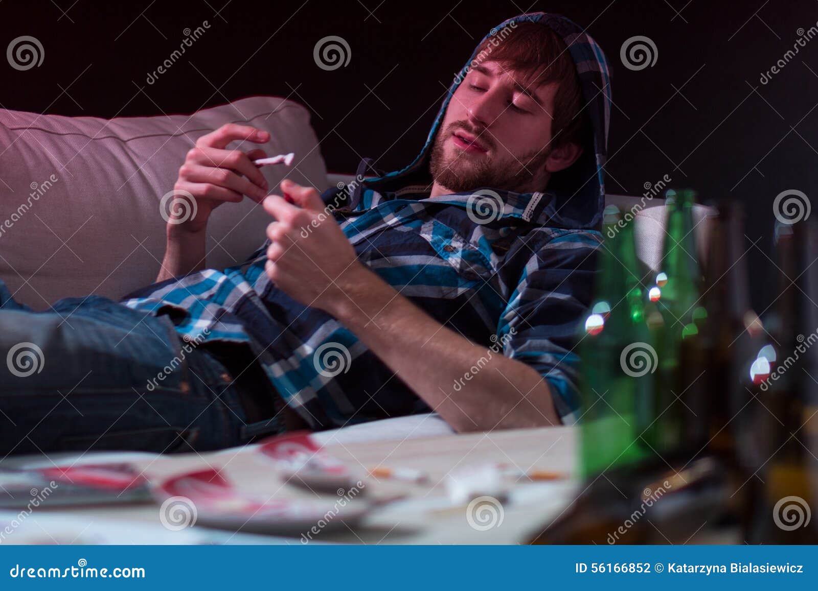 Junkie man fires a joint stock photo. Image of joint 56166852