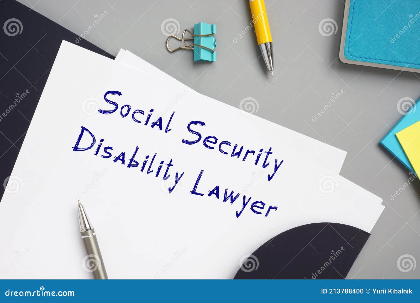 juridical concept meaning social security disability lawyer with sign on the sheet