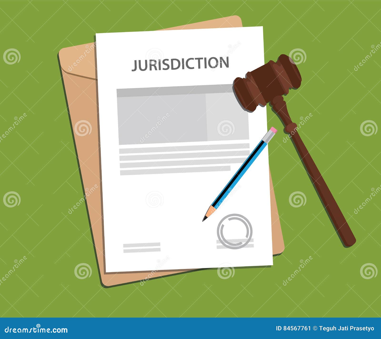 Jurisdiction Concept Illustration with Paper Work Signing Signed Gavel