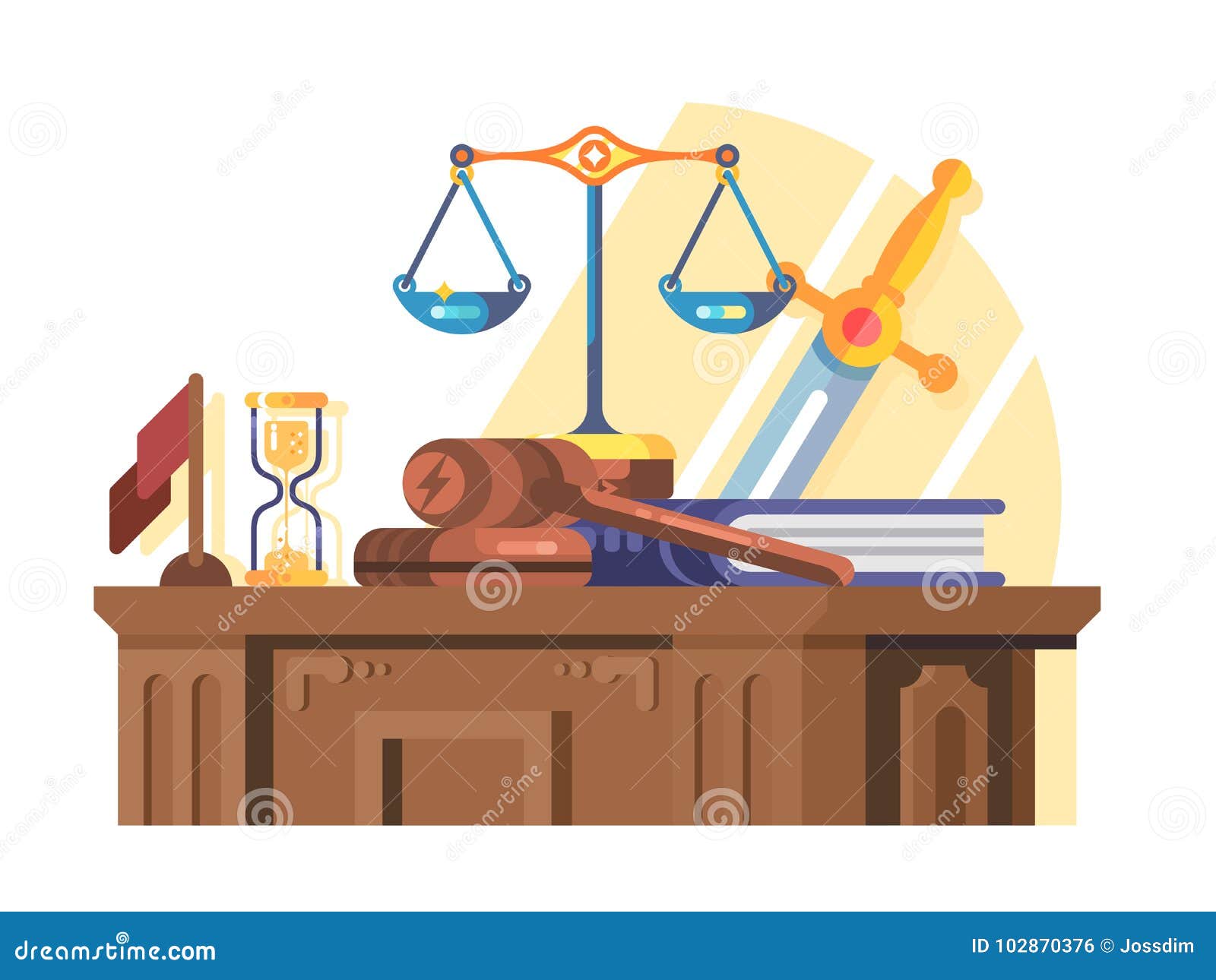 jurisprudence court and law concept flat