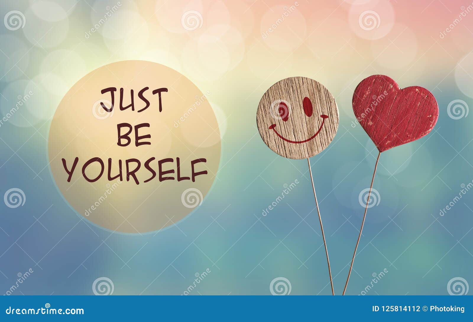 Just Be Yourself with Heart and Smile Emoji Stock Photo - Image of ...