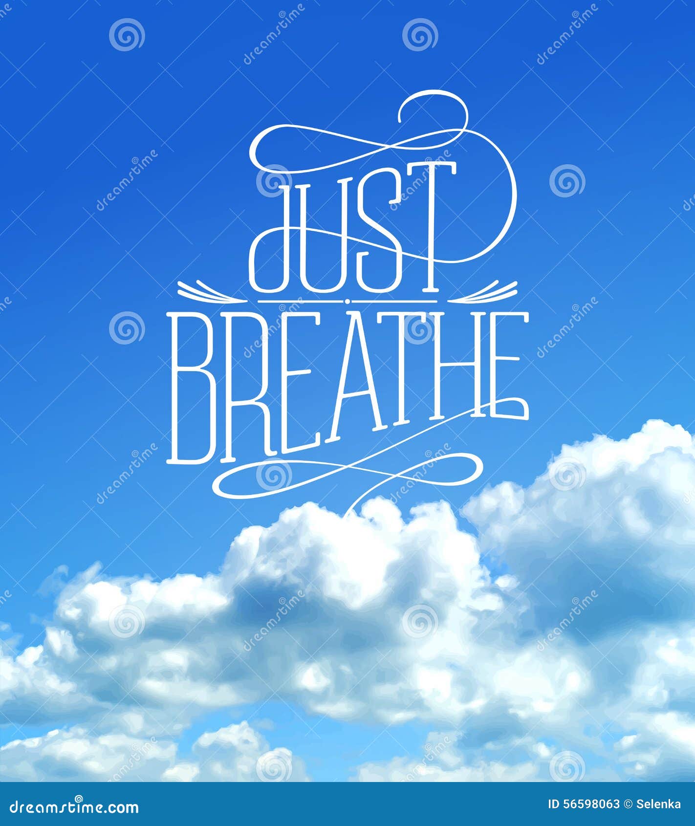 just breathe, cloudy sky quotes card