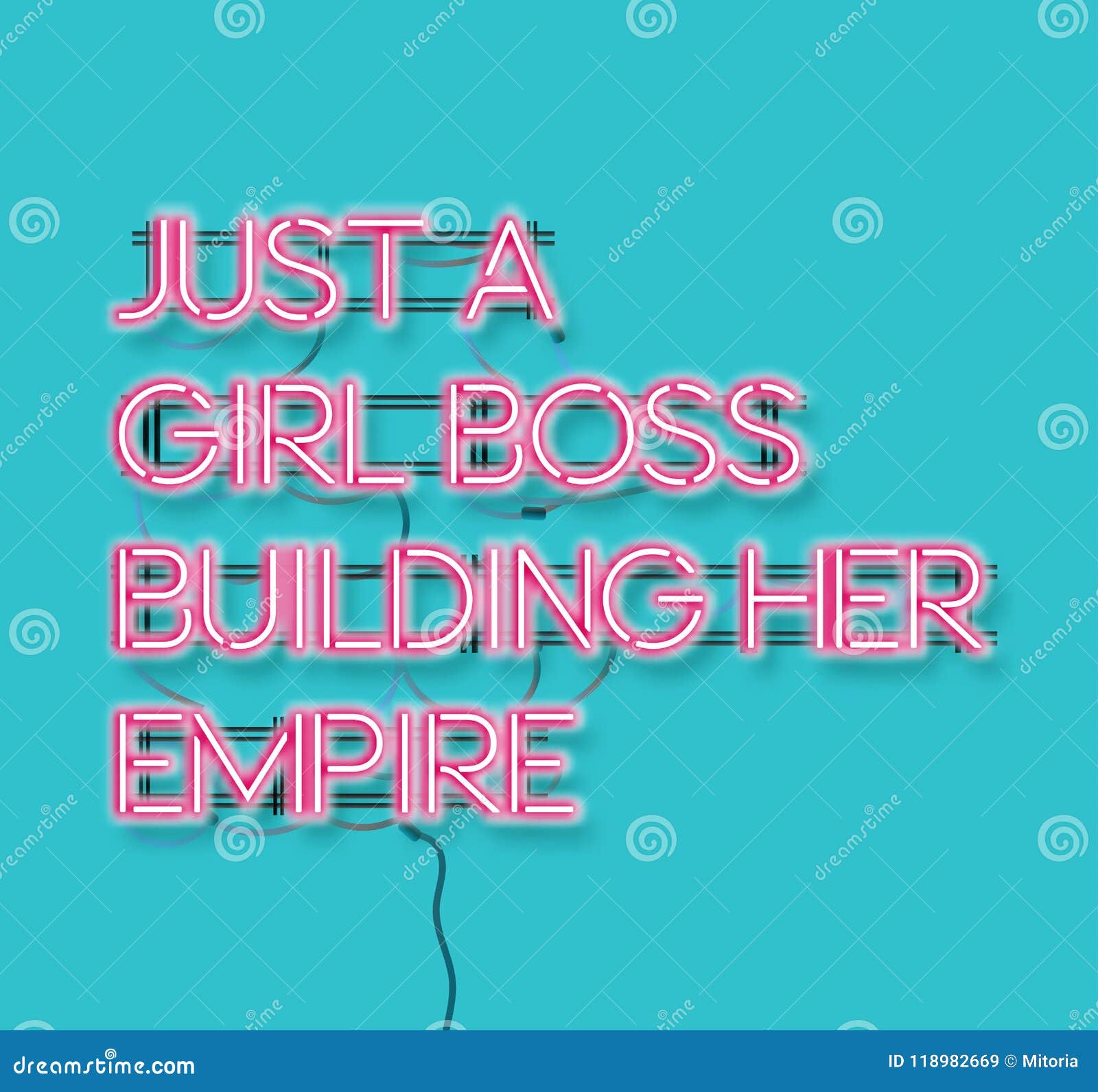 Just A Girl Boss Building Her Empire Pink Neon Signon Blue Background. Modern Feminism Quote Isolated On Blue Background Stock Vector - Illustration Of Design, Script: 118982669