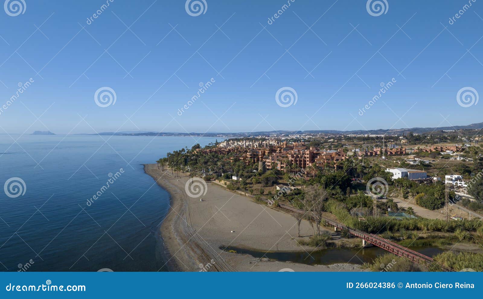 view of the beach of river padron on the coast of estepona, malaga.