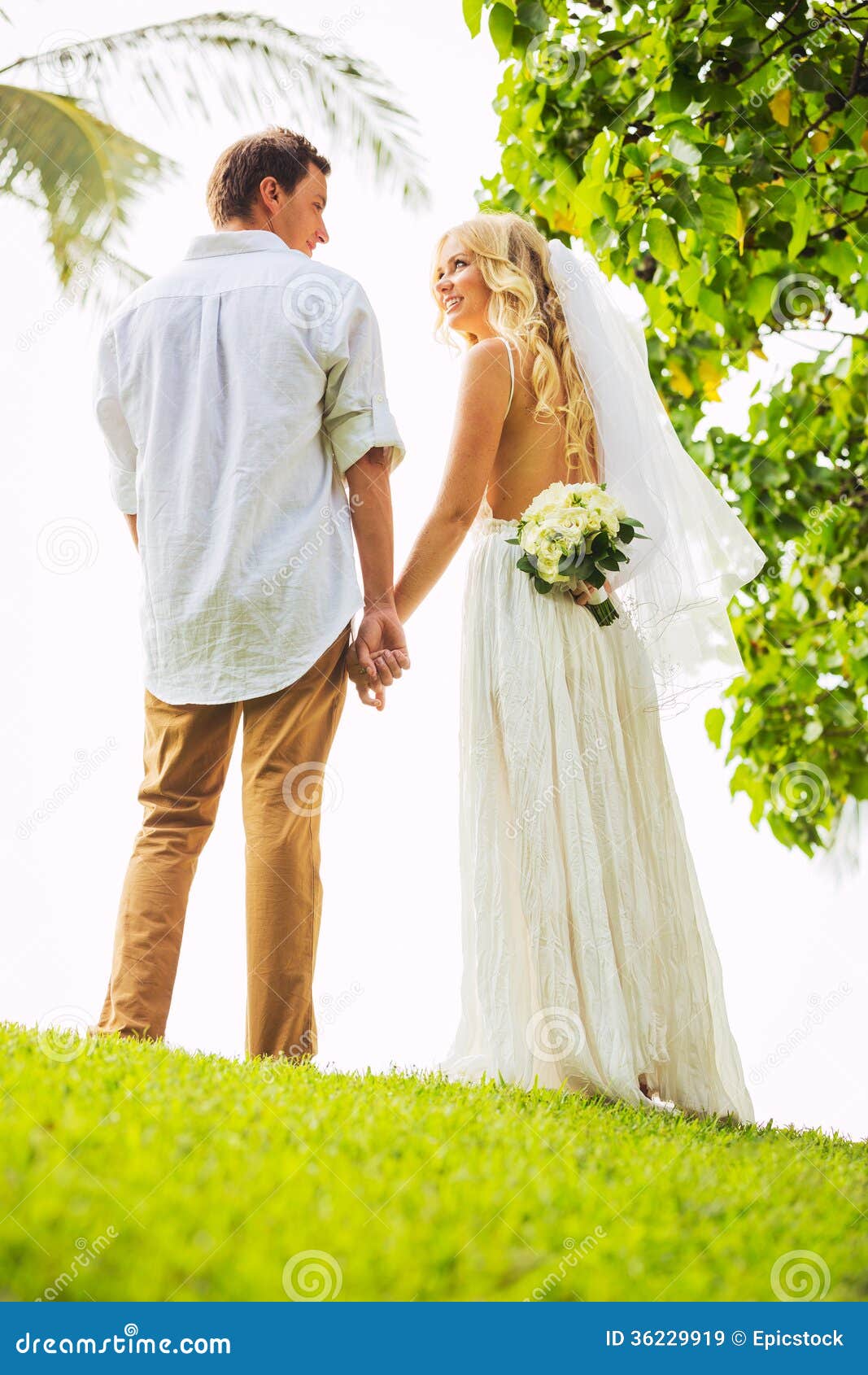 Just Married Couple Holding Hands Stock Image Image Of Holiday Happiness 36229919