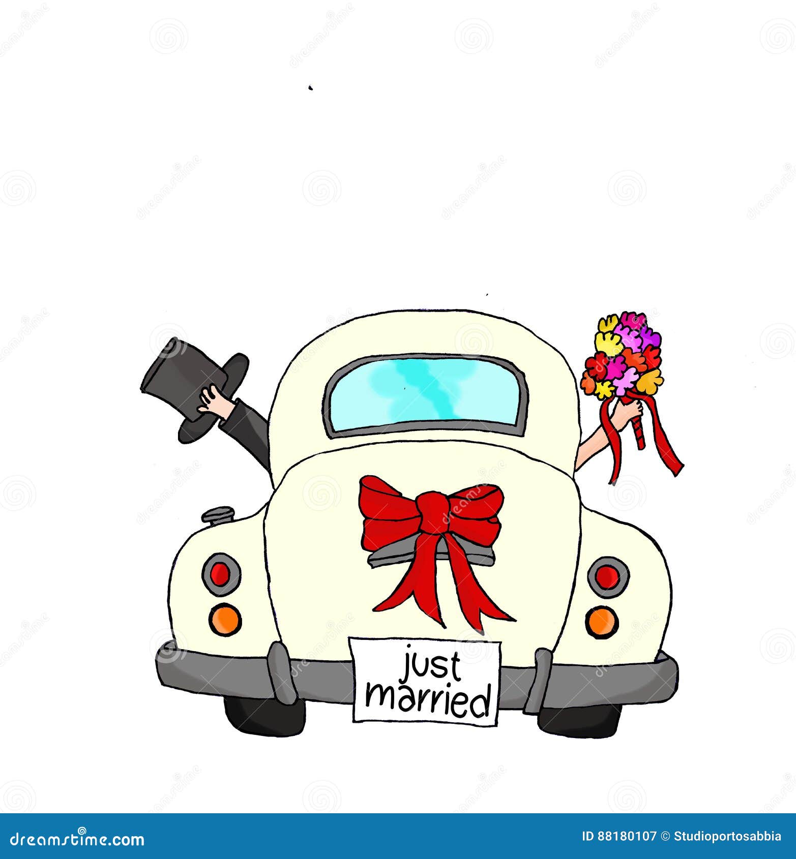 Just Married Car Stock Vector Illustration and Royalty Free Just Married  Car Clipart