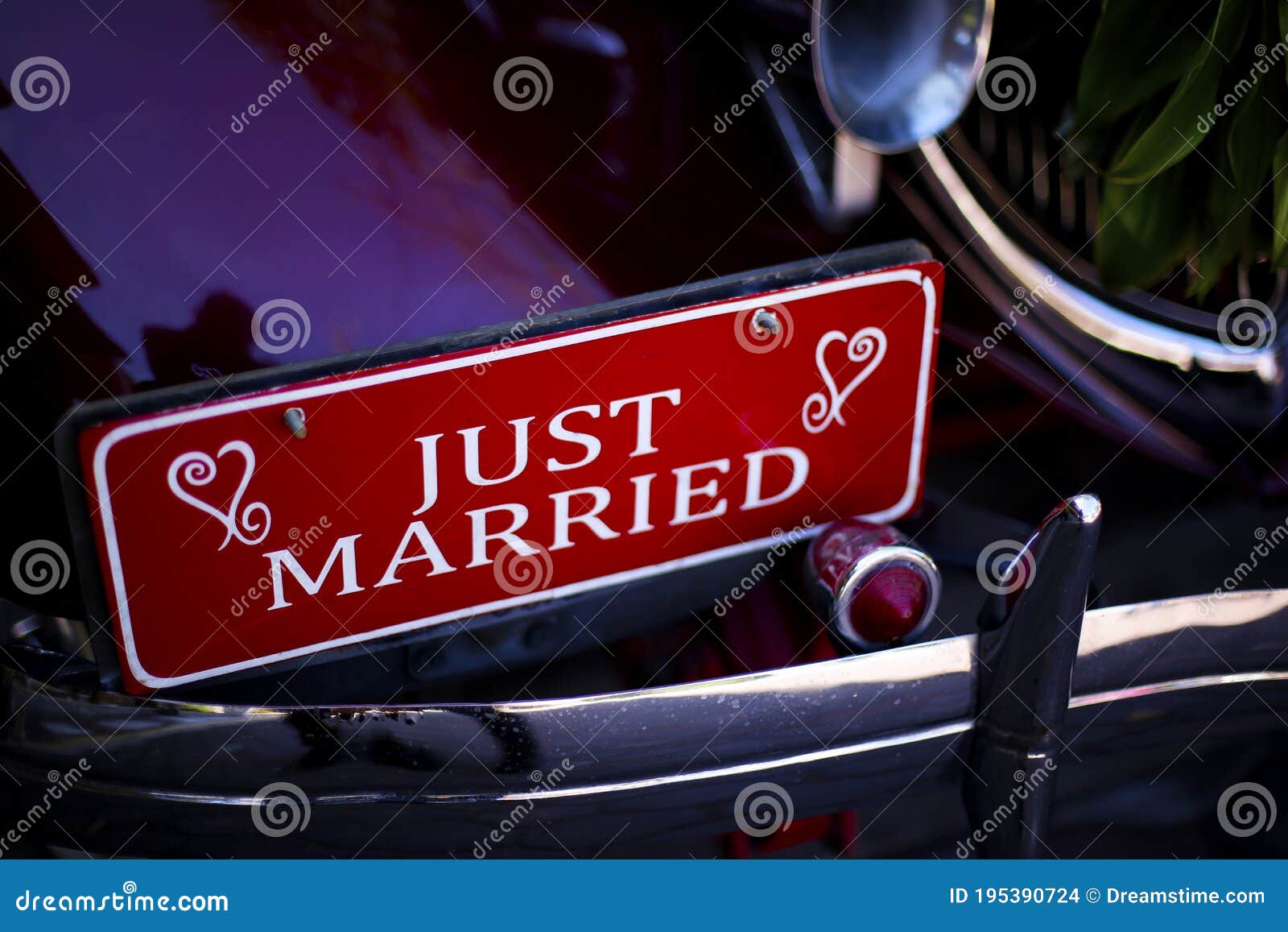 Just Married Decor Wedding Getaway Vintage Car Stock Photo Image of