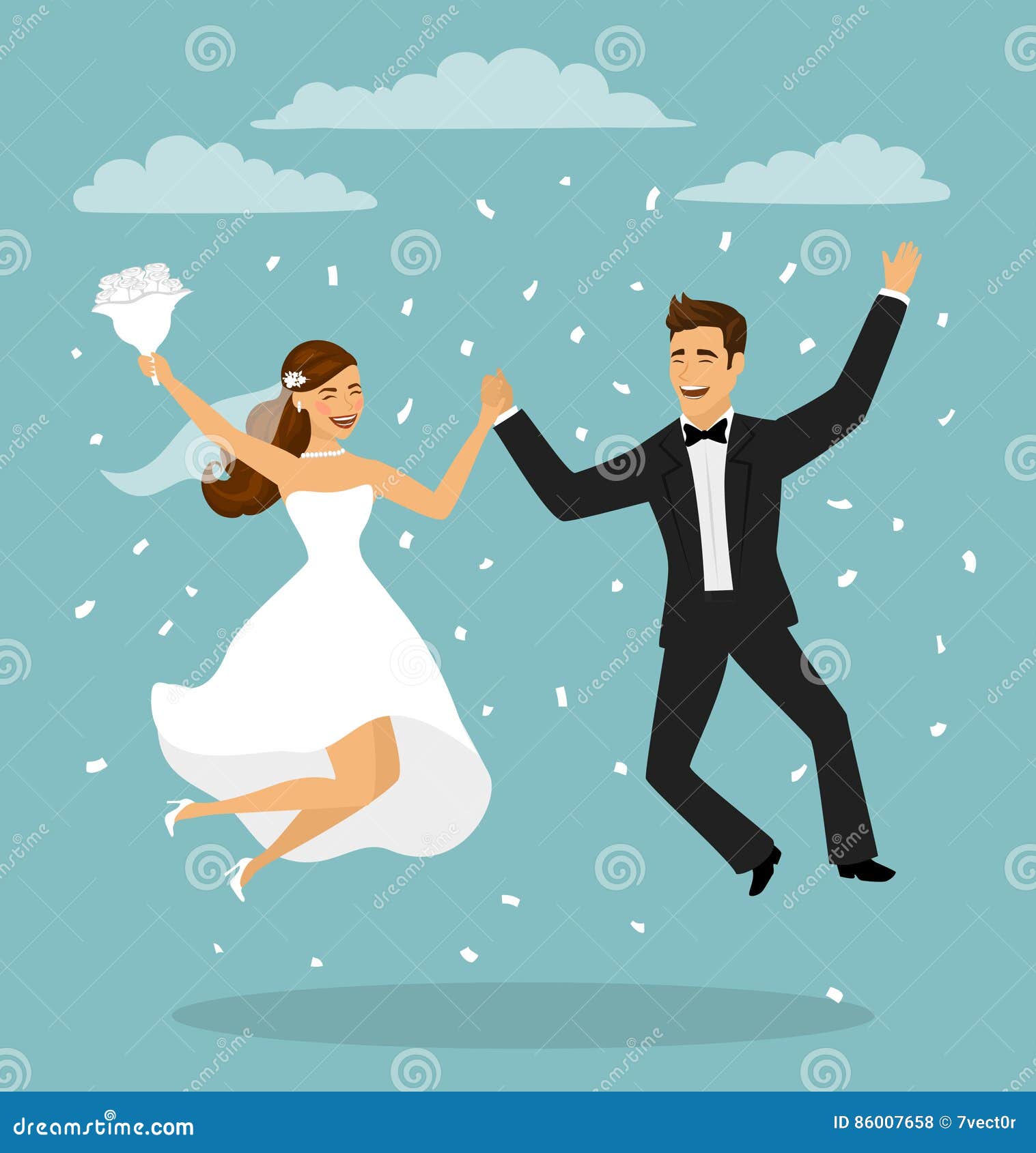 funny cartoon bride and groom