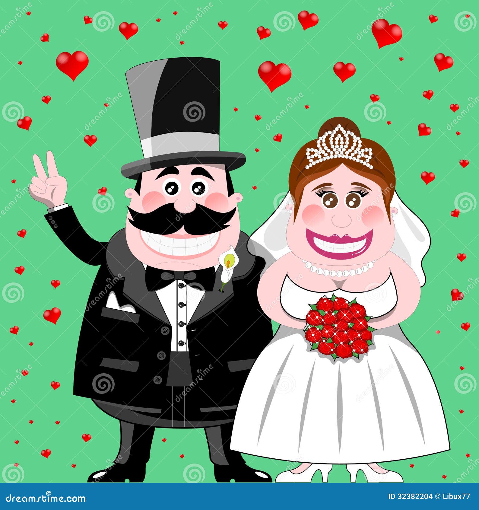 Just Married Happy Funny Couple Stock Vector - Illustration of caricature,  groom: 32382204