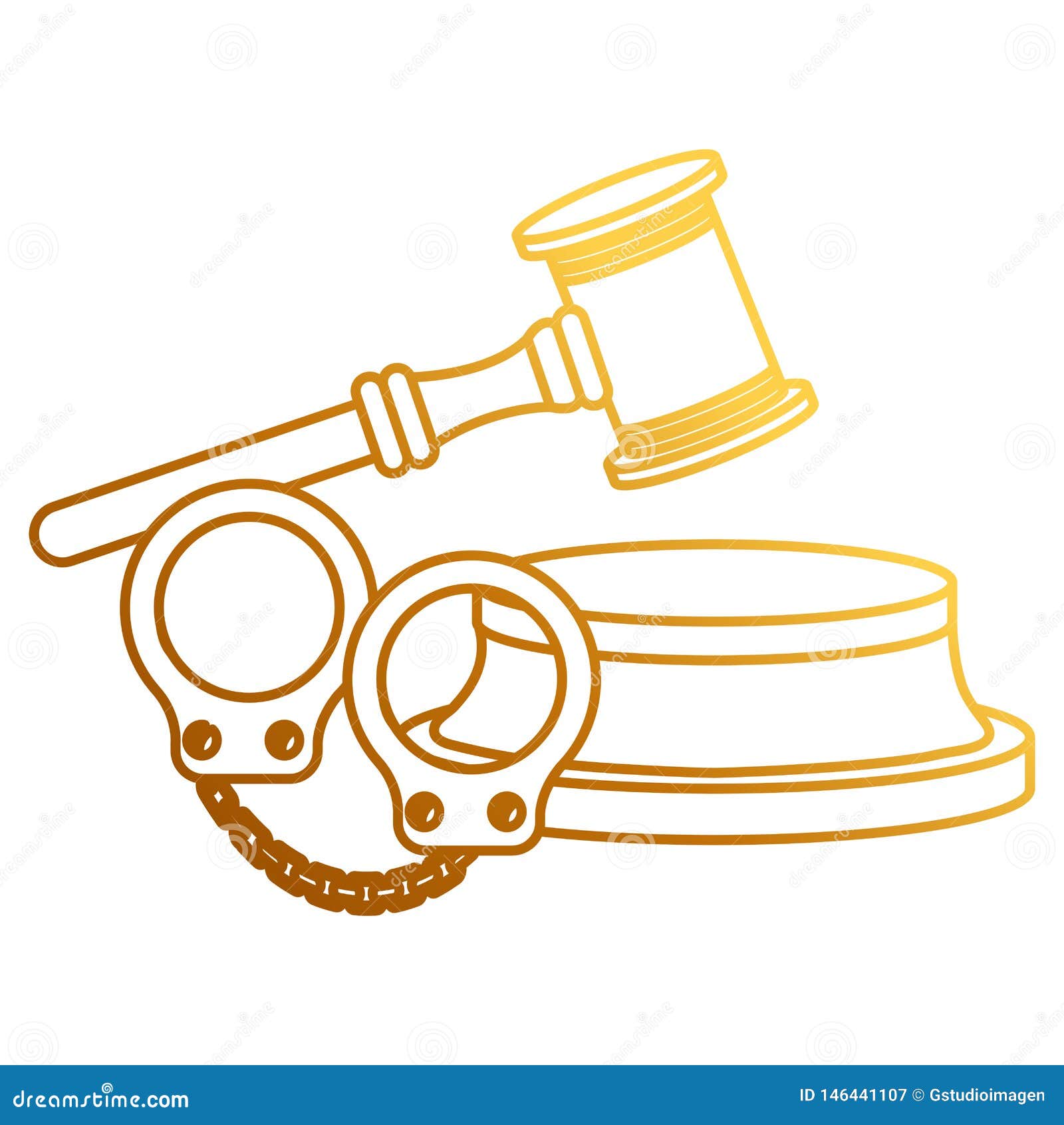Justice Hammer with Handcuffs Stock Illustration Illustration of