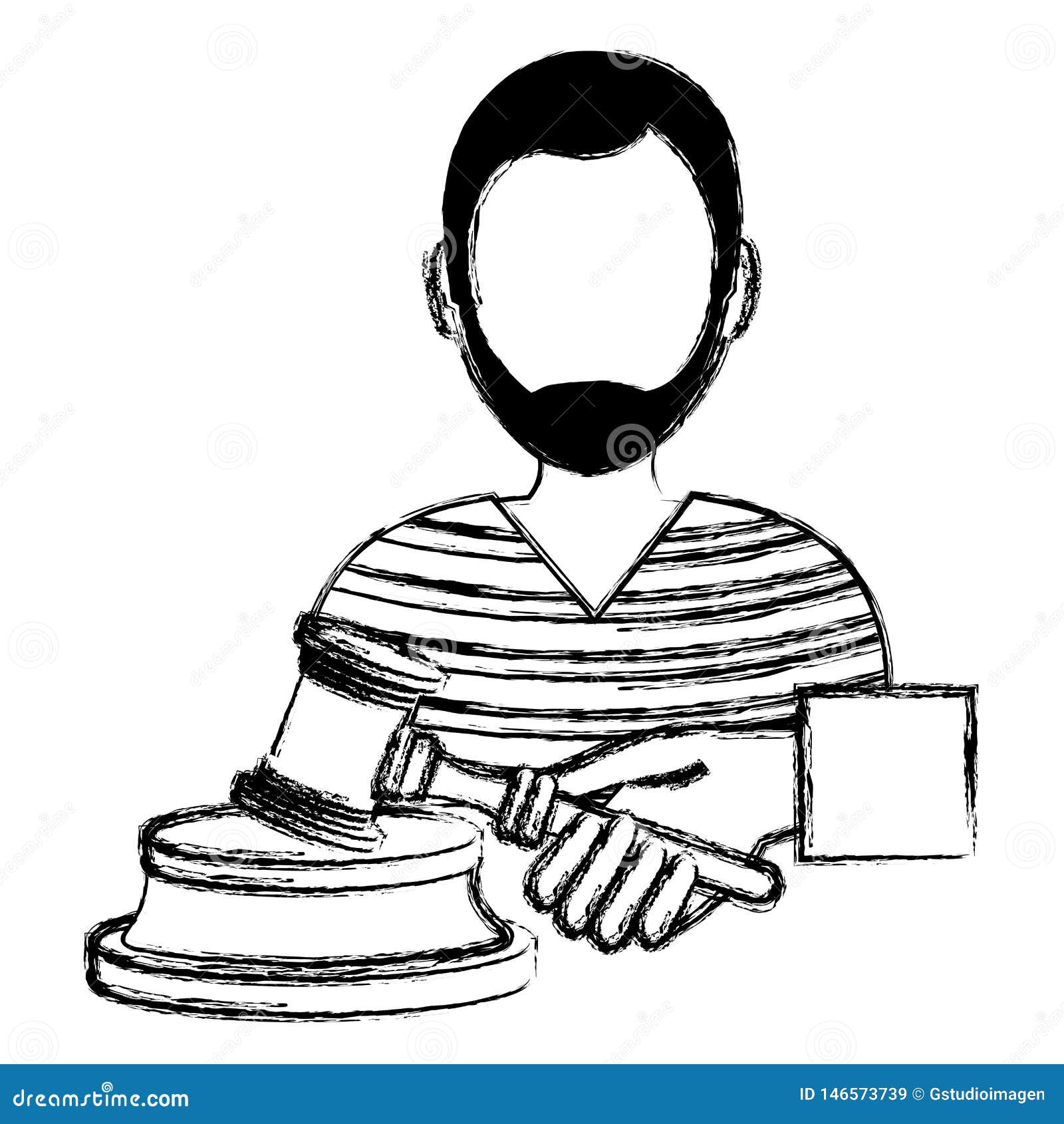 Justice Hammer with Prisoner Character Stock Illustration