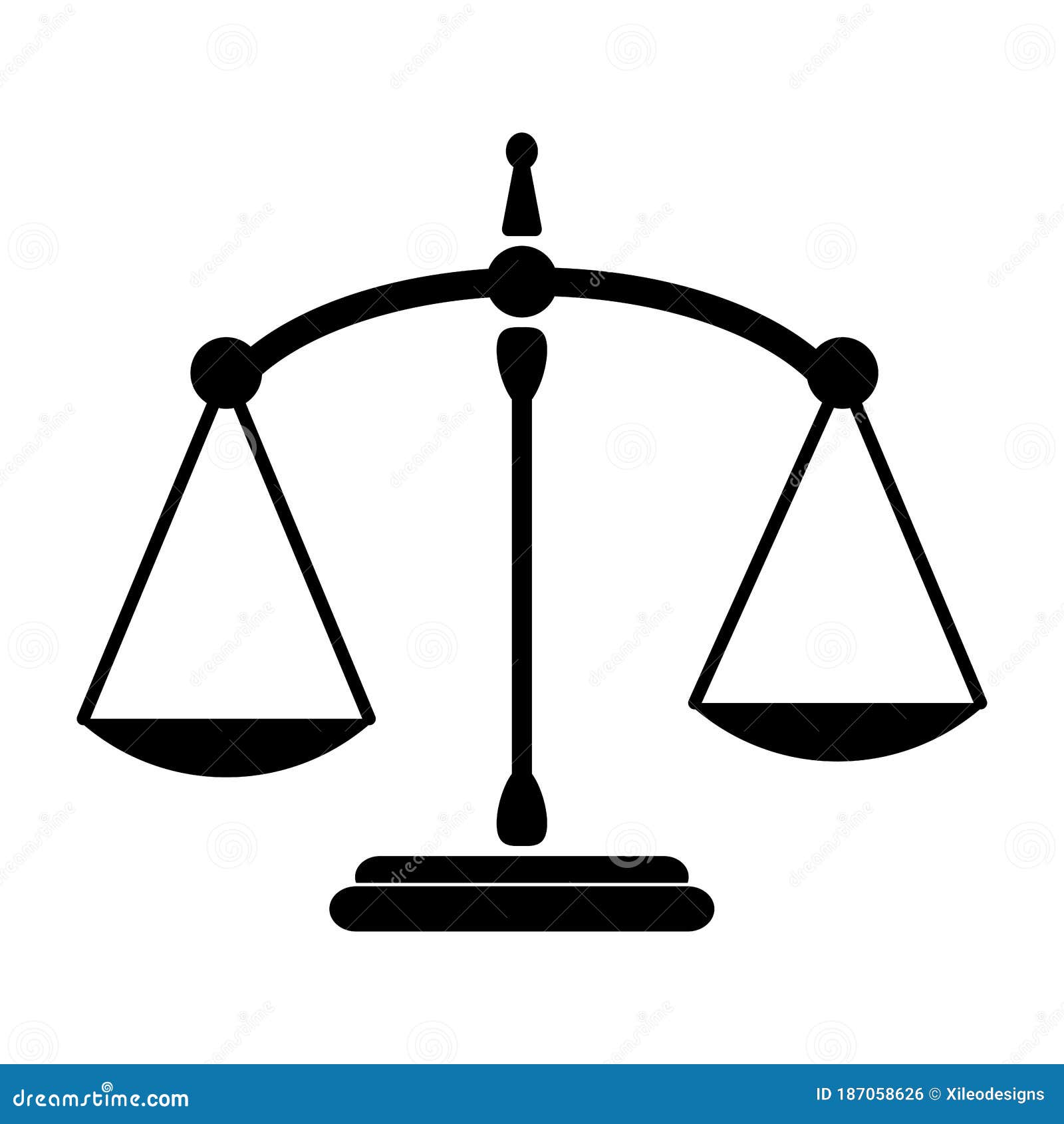 Justice Scale Balance Old and Ancient. Black and White Illustration
