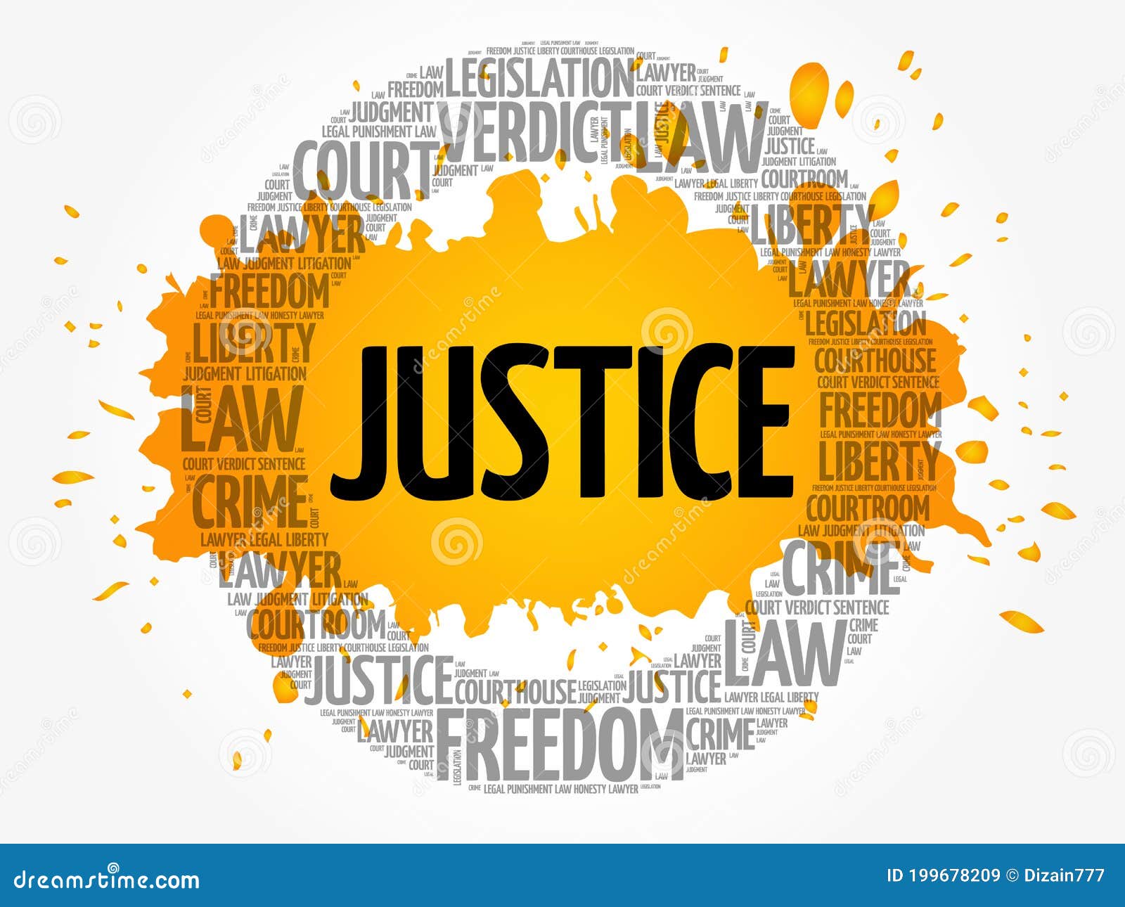 Justice word cloud concept stock illustration. Illustration of freedom