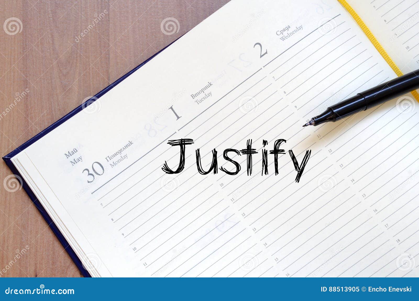 justify write on notebook