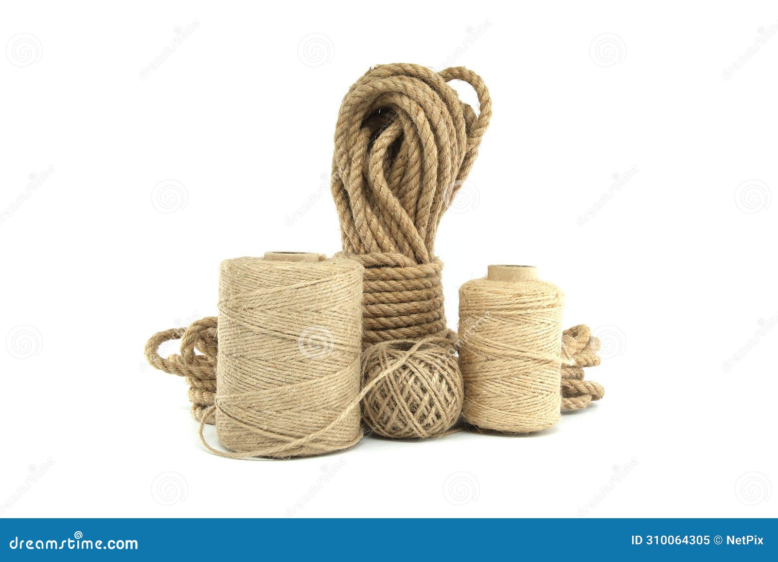 Jute Ropes and Twines Isolated on White Background Stock Image Image
