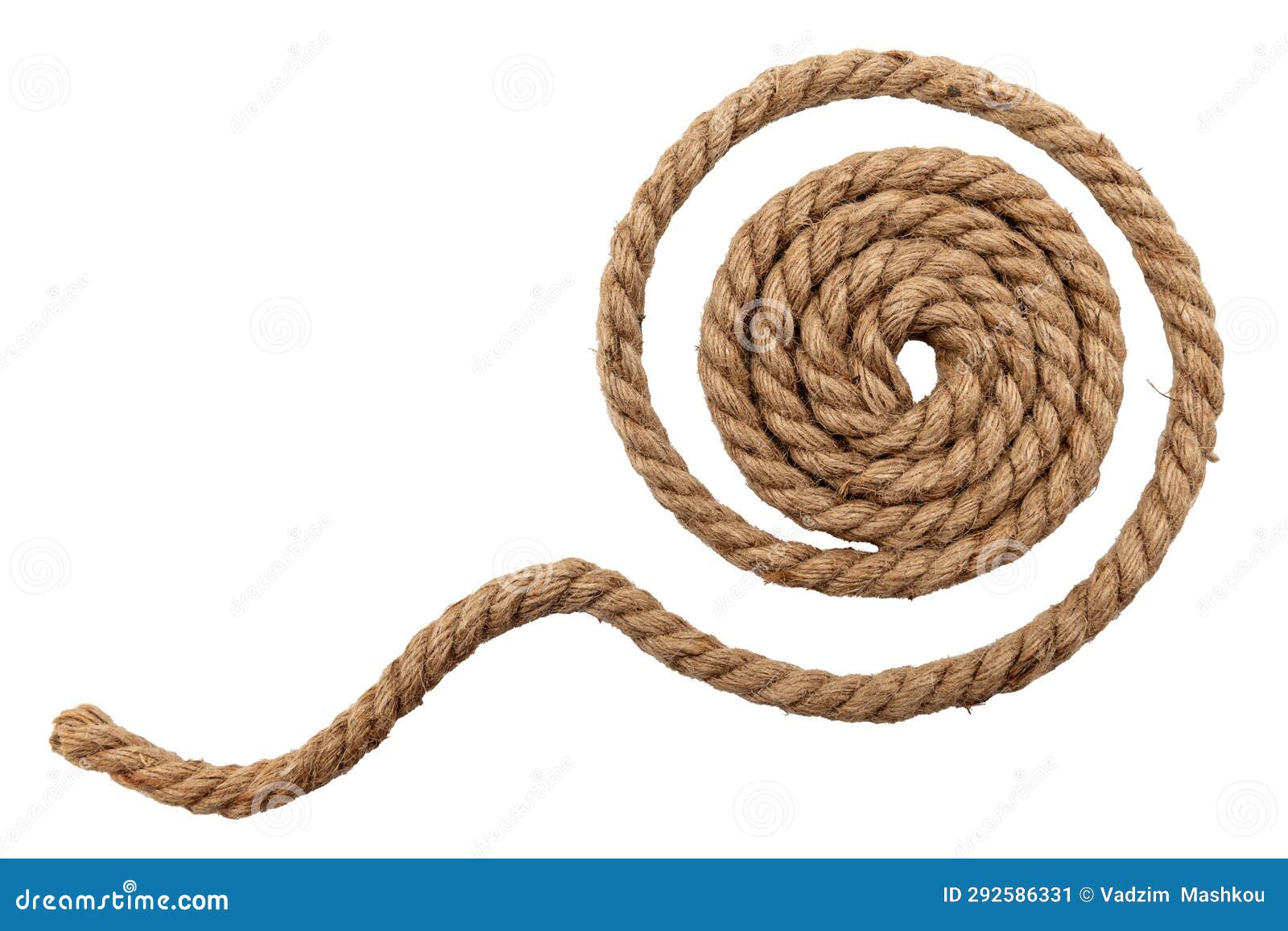 Jute. Twisted Linen Rope on a White Background. Rope Stock Image