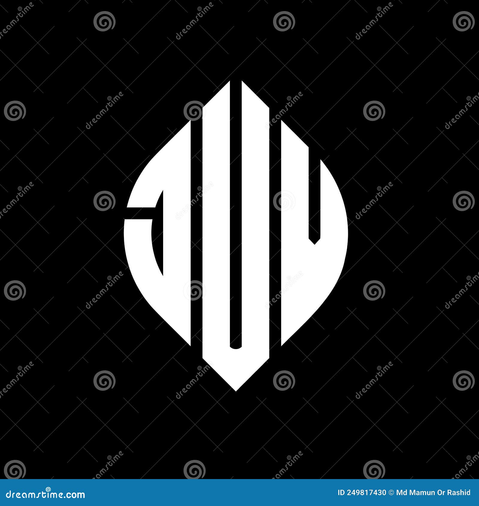 juv circle letter logo  with circle and ellipse . juv ellipse letters with typographic style. the three initials form a