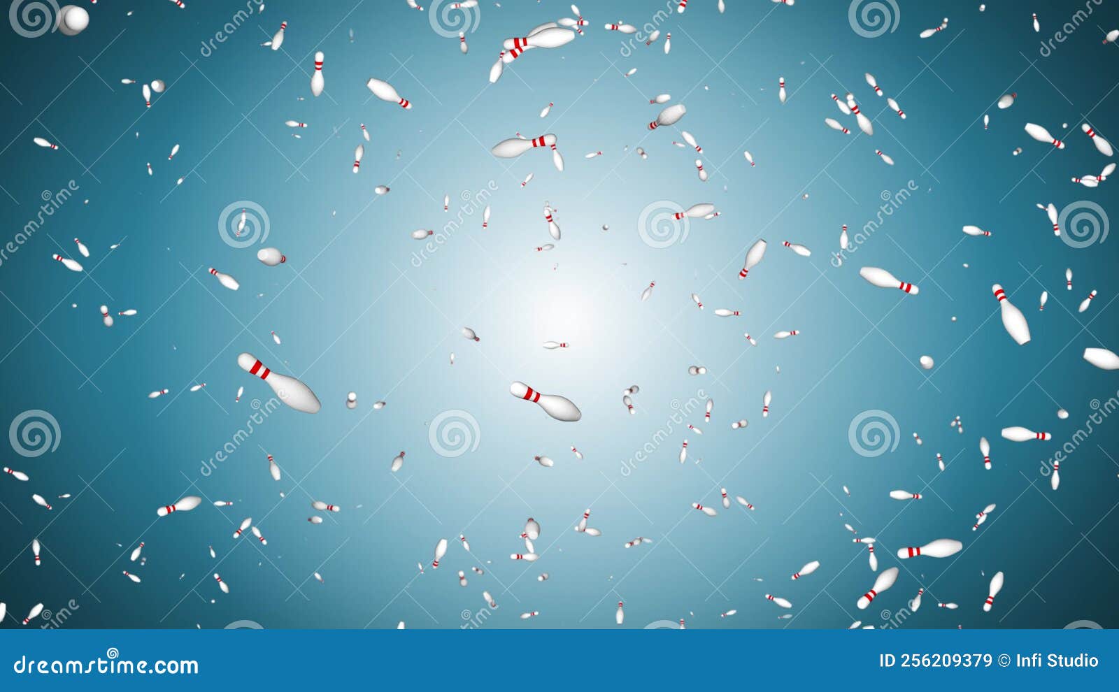 4K 3D Shot of a Bowling Game Falling Bowling Loop Green Screen Background. Stock Video Video