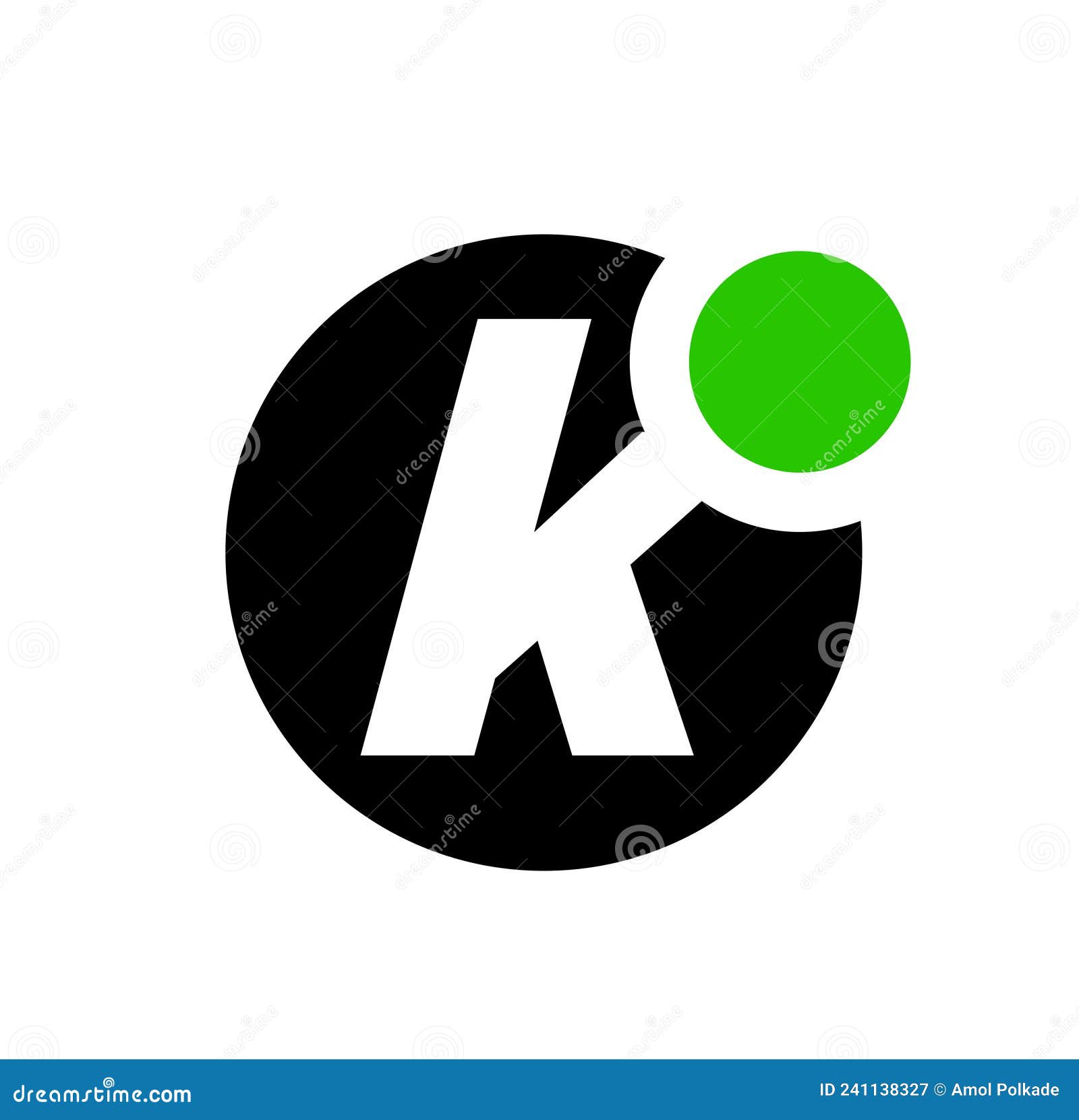 K Dot Company Name Monogram. K with Green Dot Logo Stock Vector