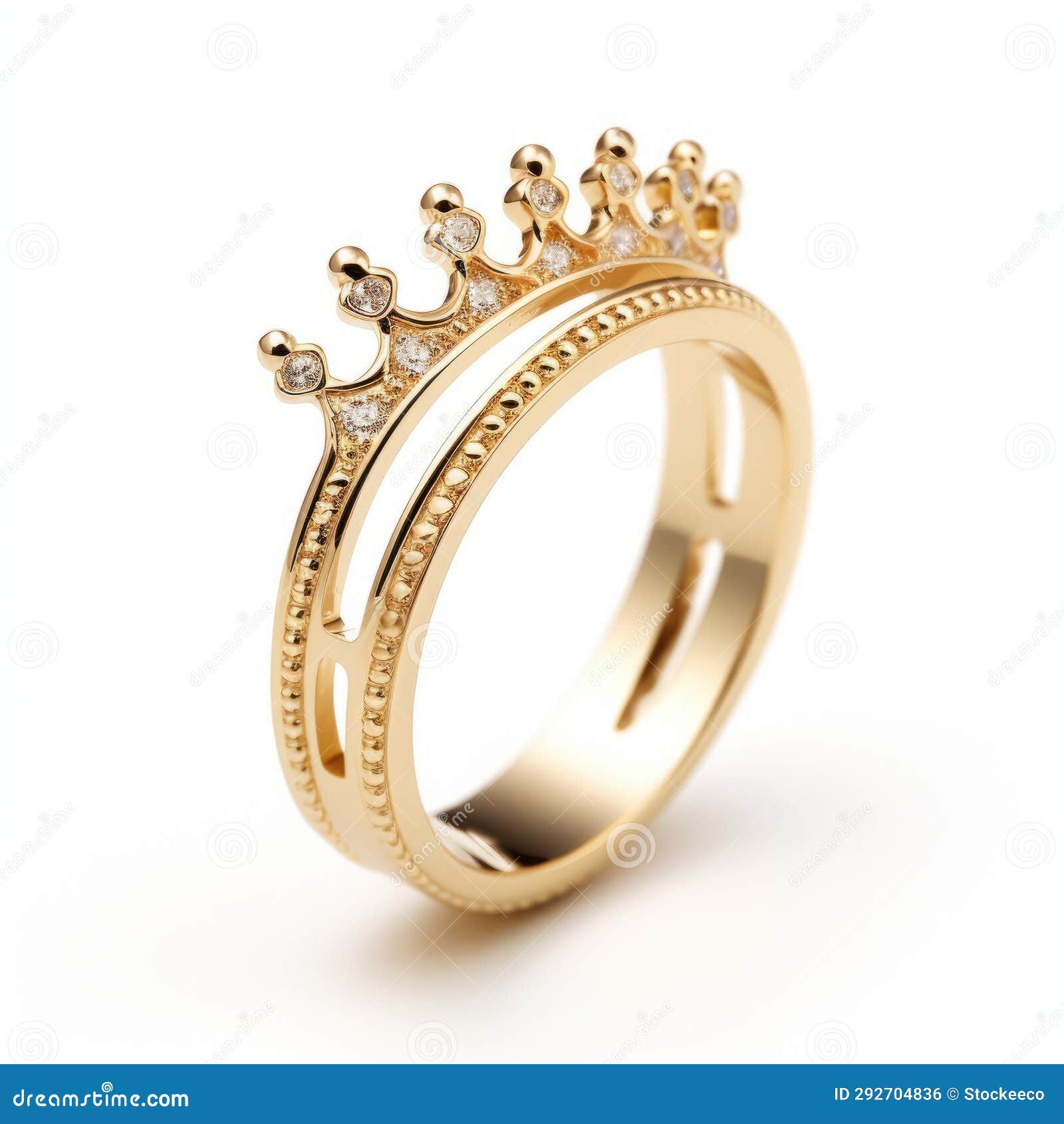 18k gold queen crown ring - high-key lighting - uhd image
