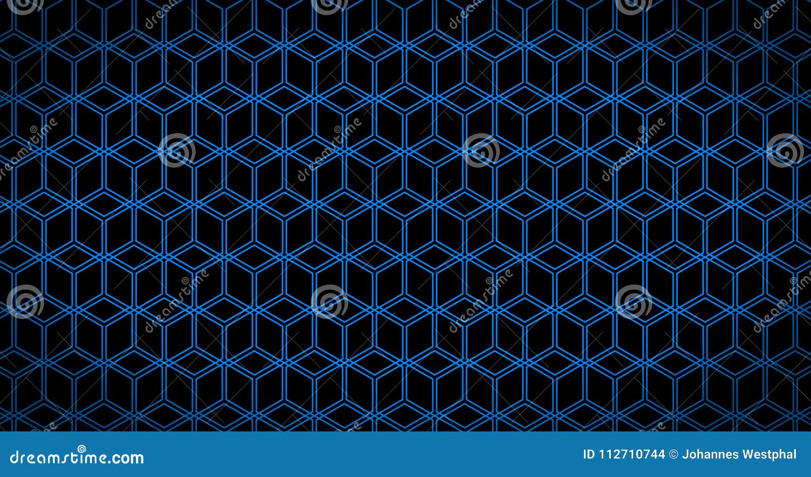 4k Hexagon de Animatiezwarte en Blauw van het Achtergrondkubuspatroon. 4k Hexagon Illustratie van de Achtergrondhoningraatkubus van Animatie Zwarte en Blauwe Tonen