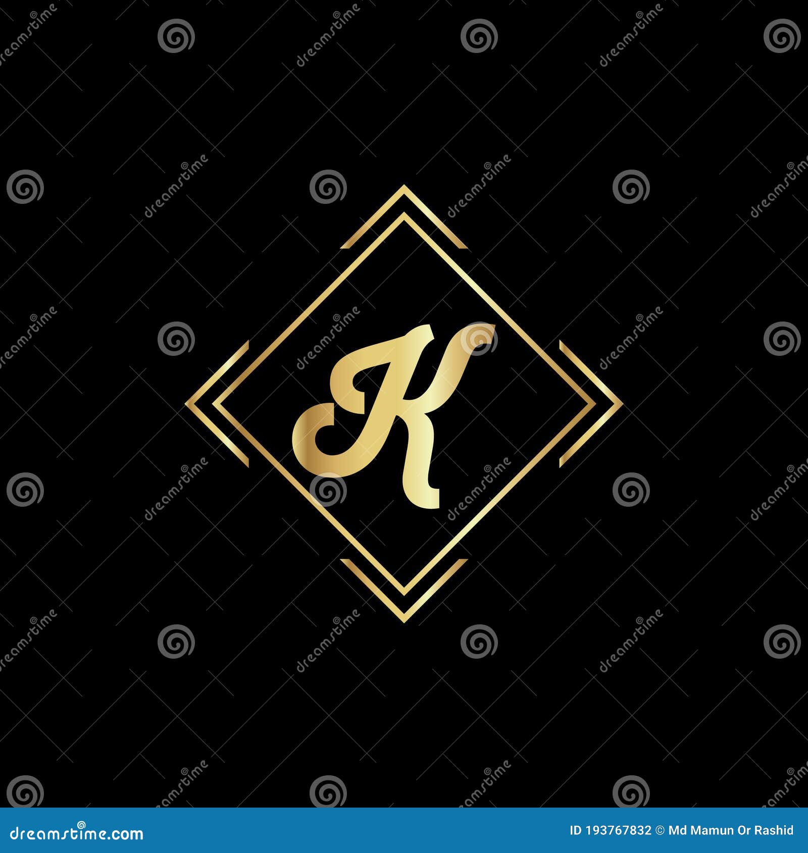 Letter Logo Design Gouden Kleur. Letter K Gouden Kleur Op Zwarte Achtergrond Vector Illustratie - Illustration of logo, 193767832