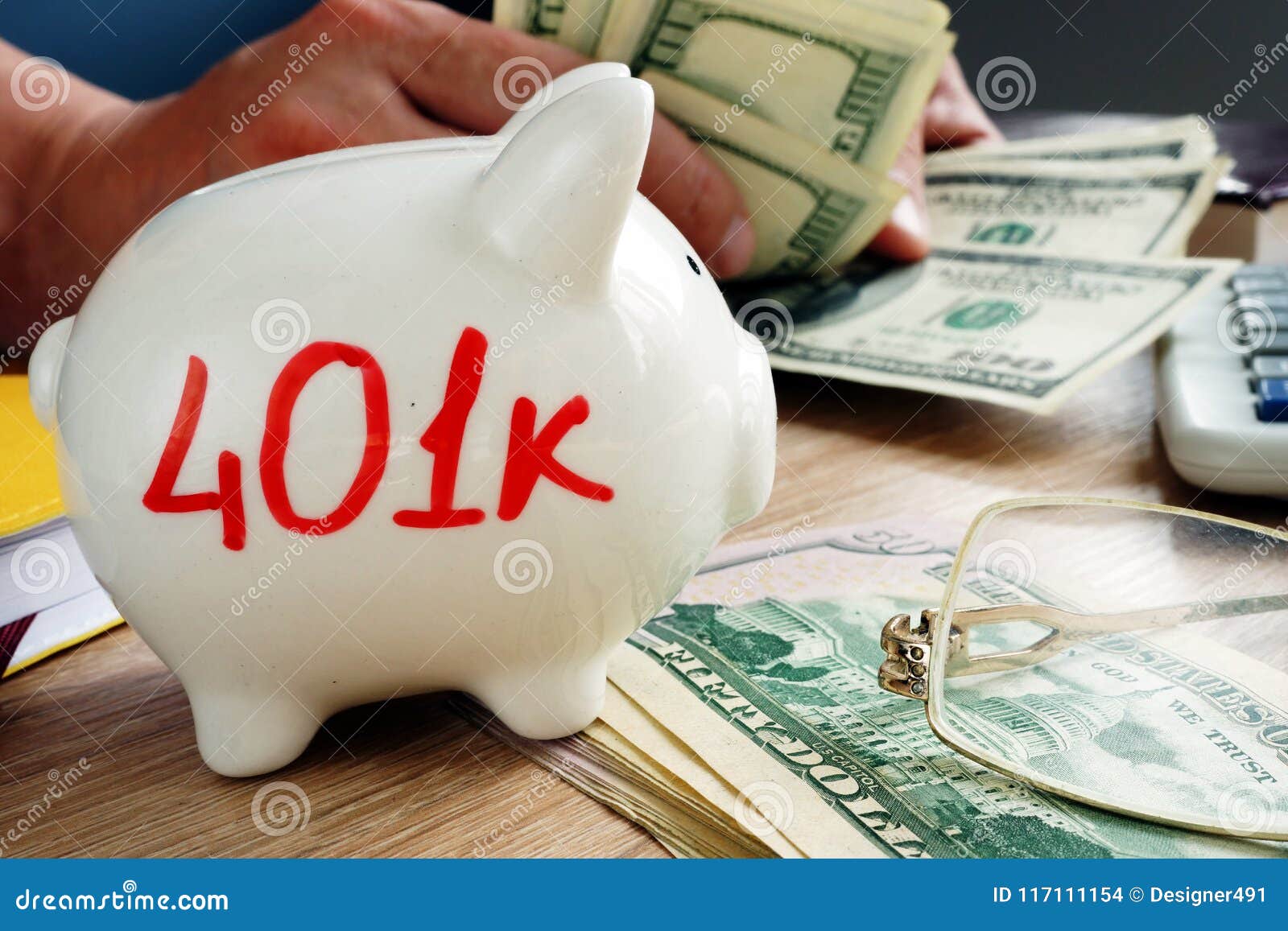 401k On A Piggy Bank. Savings For Retirement. Stock Photo