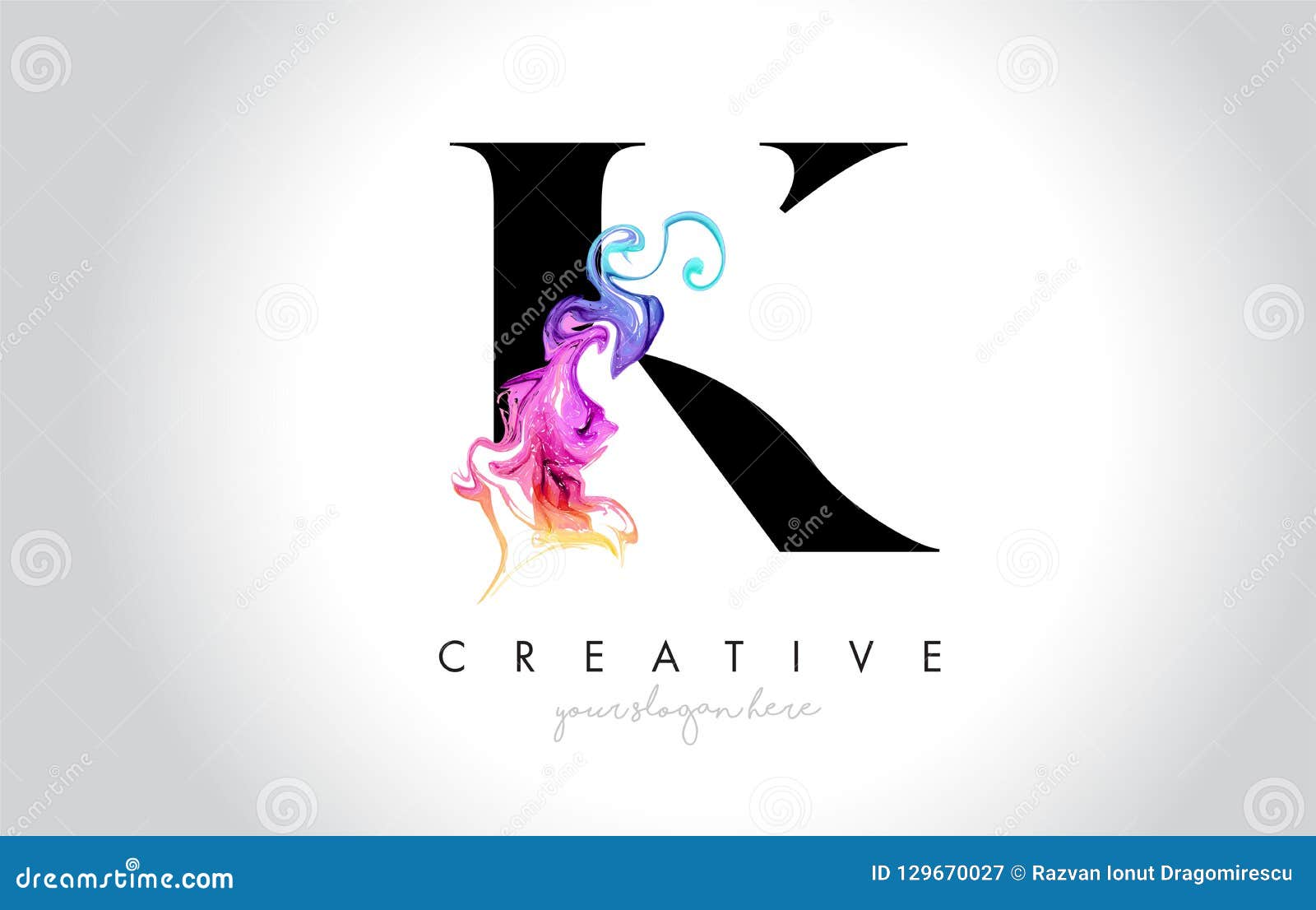 k vibrant creative leter logo  with colorful smoke ink flo